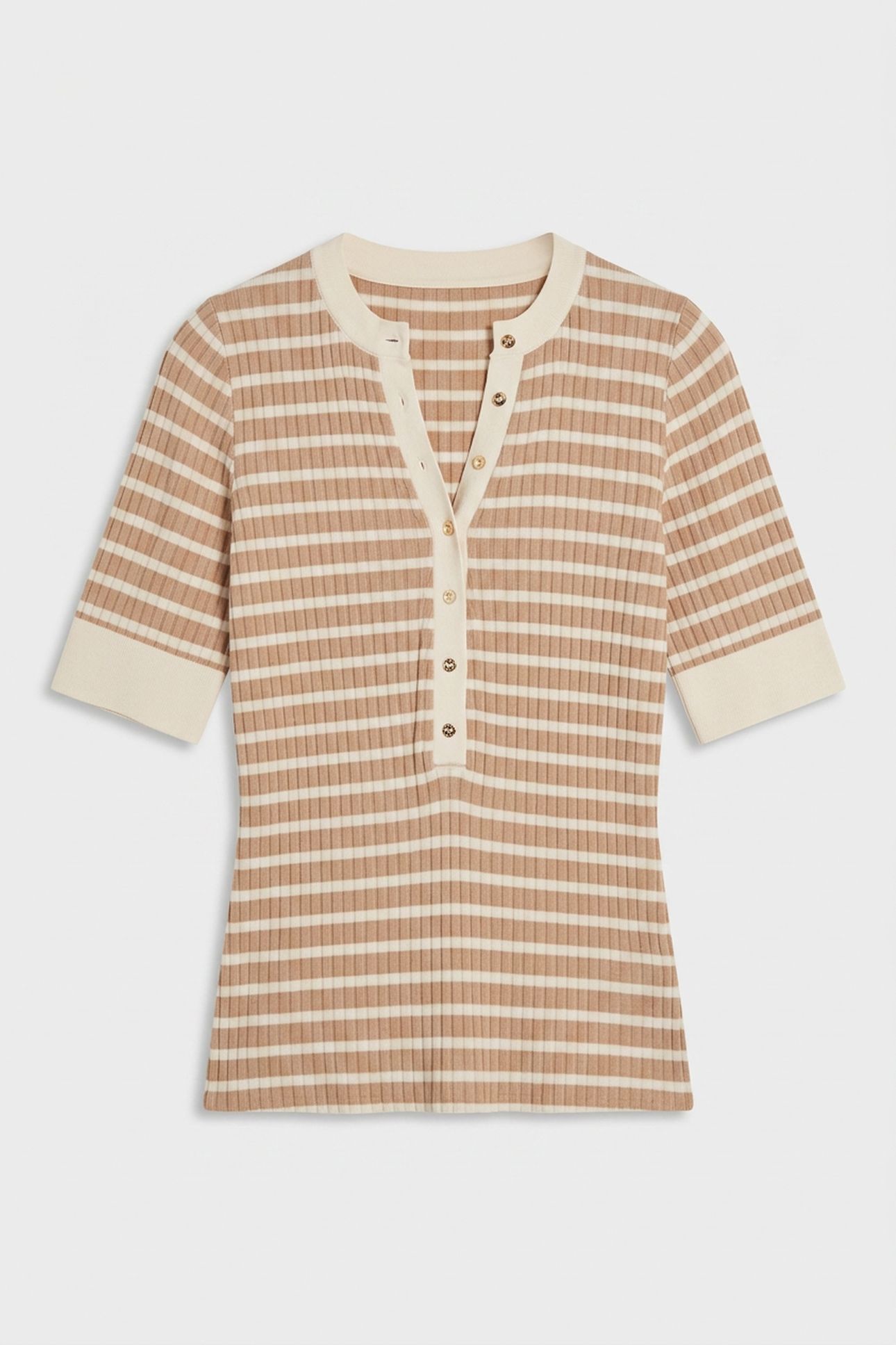 3/4 SL SERAFINO STRI BEIGE AND OFF WHITE 4