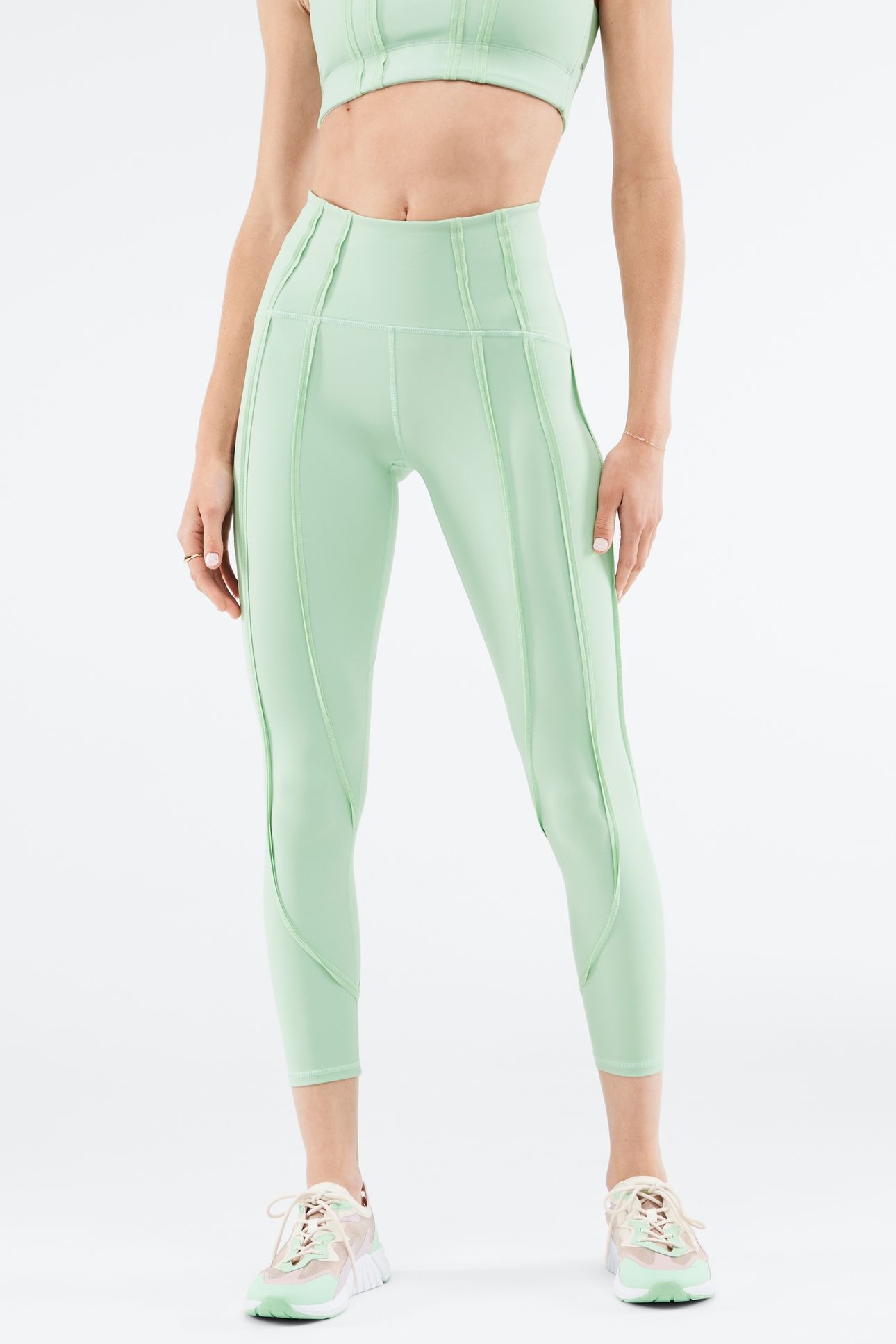HIGH-WAISTED ULTRALUXE CONTOUR 7/8 DUSTY TEAL/ALOE 1