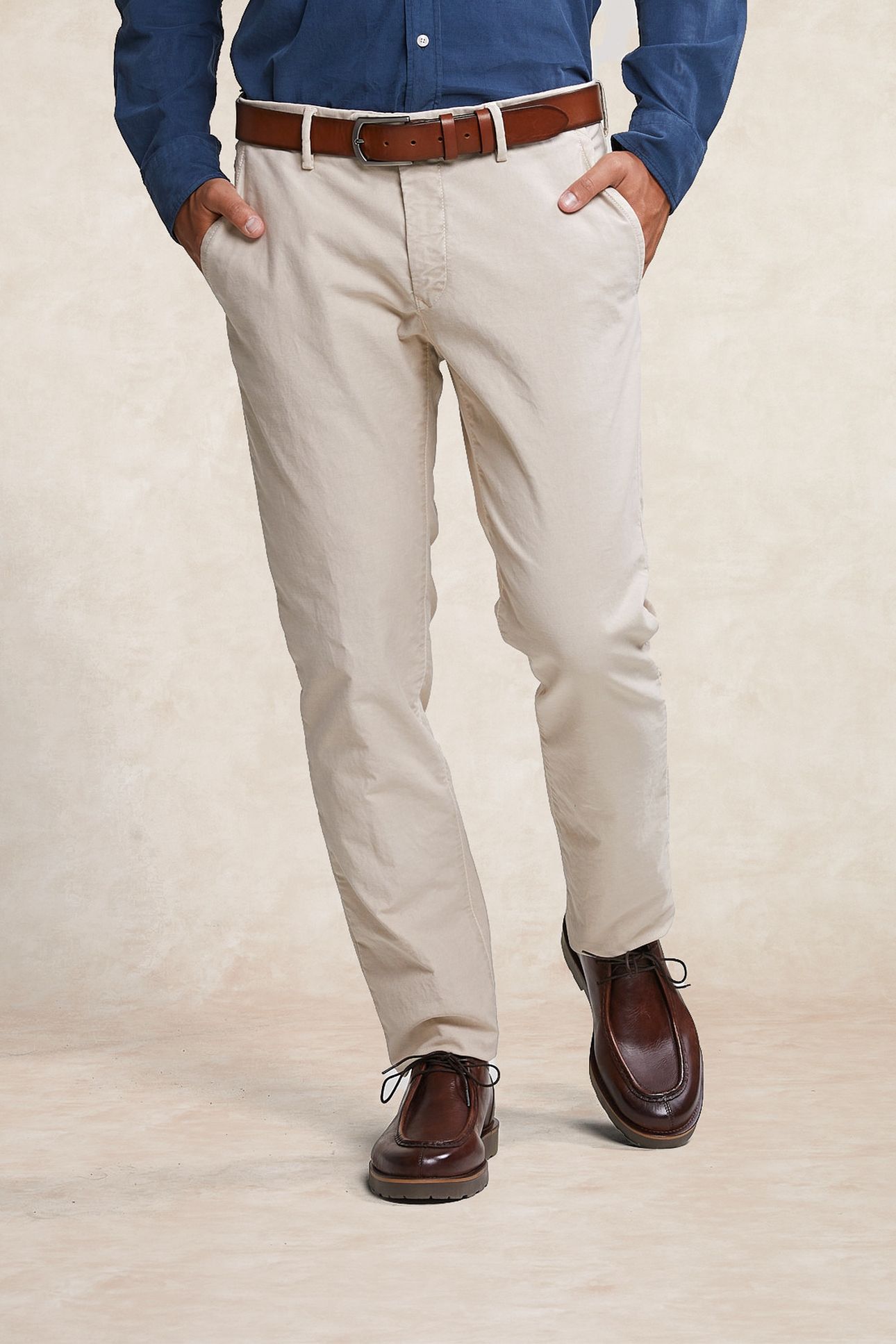 SLIM FIT BASIC CHINO PANTS SAND BEIGE 3