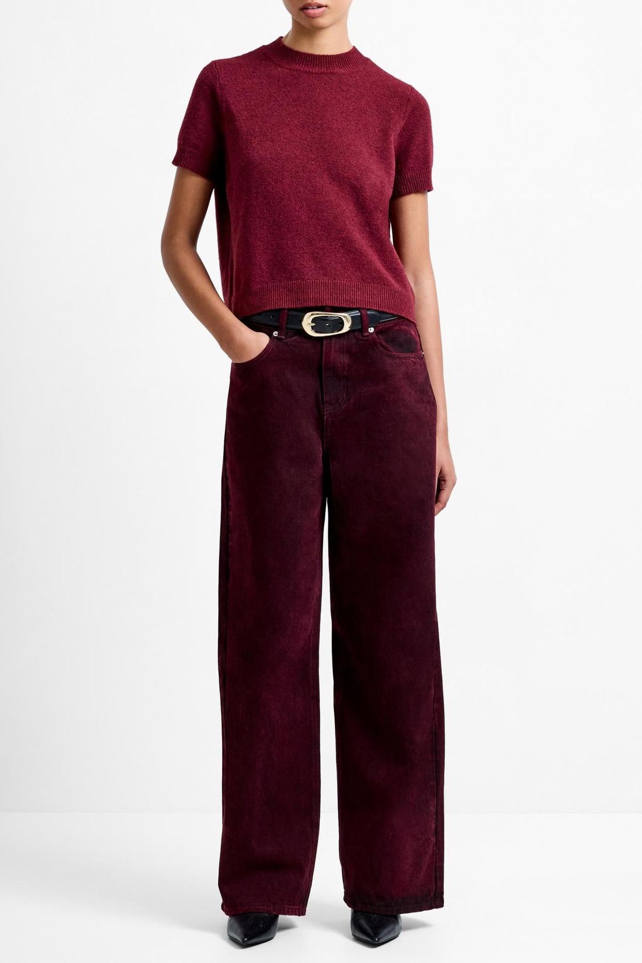 DALLAS DENIM STRAIGHT LEG JEAN BURGUNDY 1