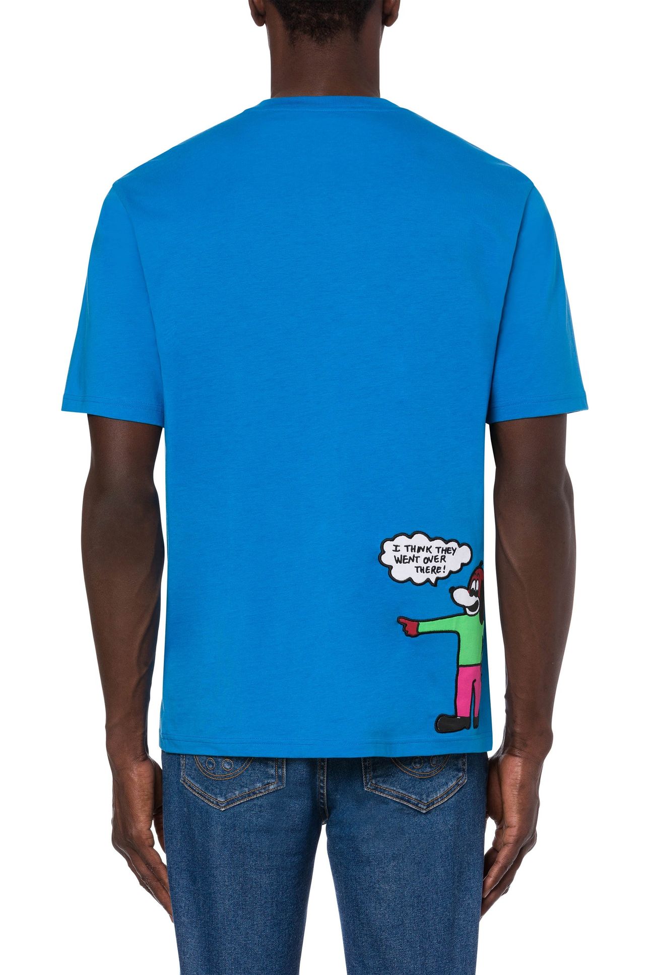 MOSCHINO COMICS CHARACTERS ORGANIC JERSEY T-SHIRT BLUE 2