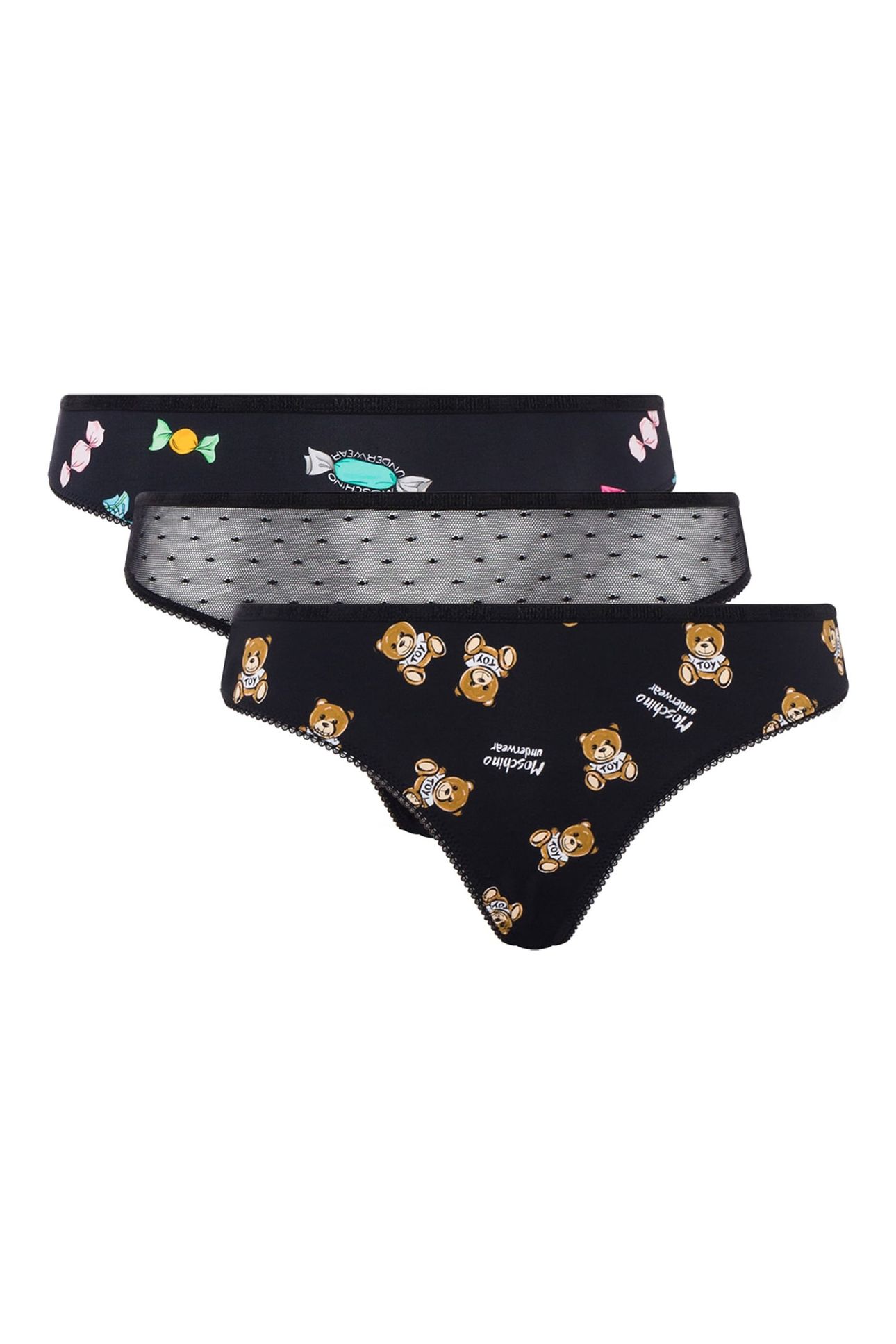 SET OF 3 PATTERNED BRIEFS BLACK 1