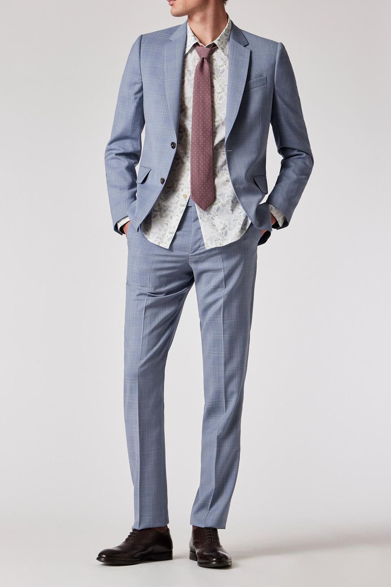 MENS TAILORED FIT 2BTN SUIT LIGHT BLUE 5