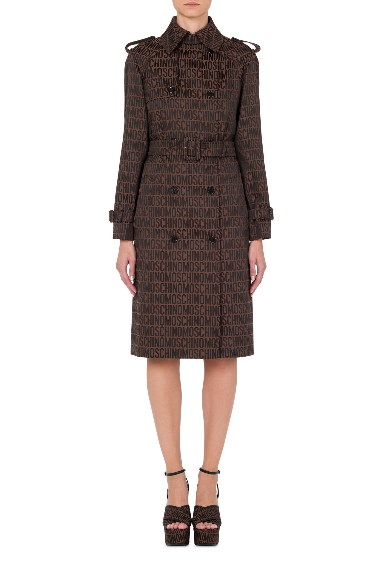 ALLOVER LOGO NYLON TRENCH COAT BROWN 1