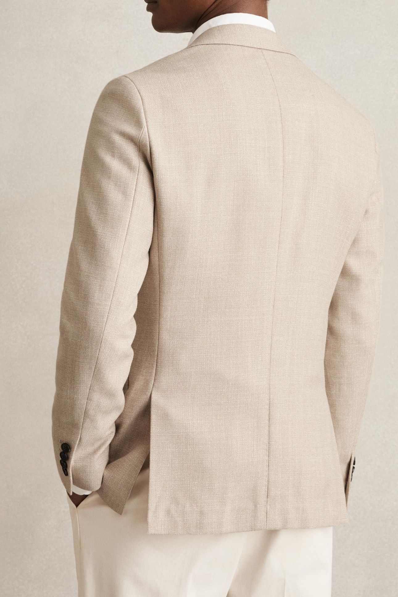 SB 2B NOTCH TEXTURED BLAZER OATMEAL 3