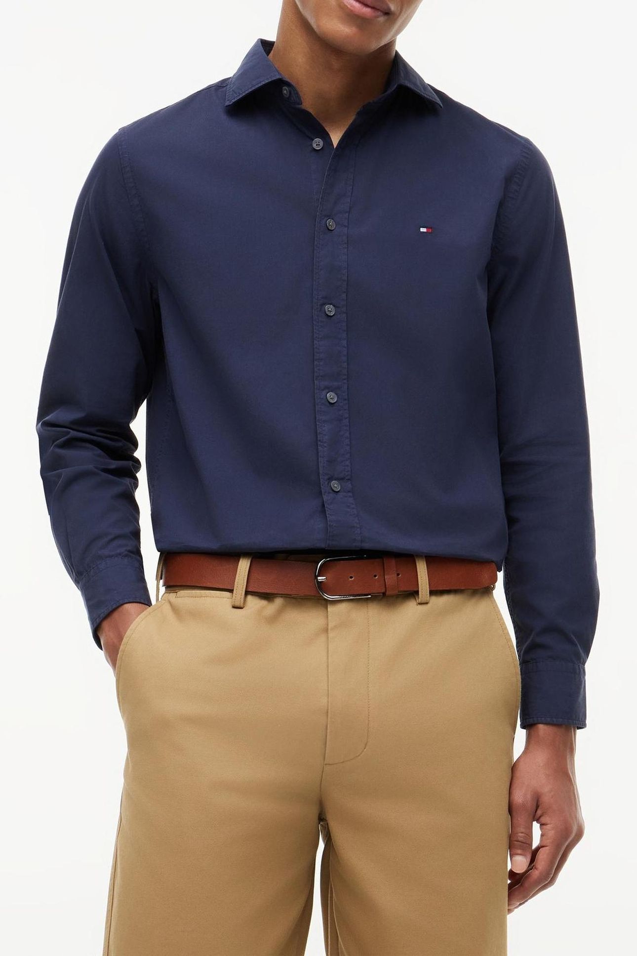 REGULAR FIT WASHED POPLIN SHIRT CARBON NAVY 3