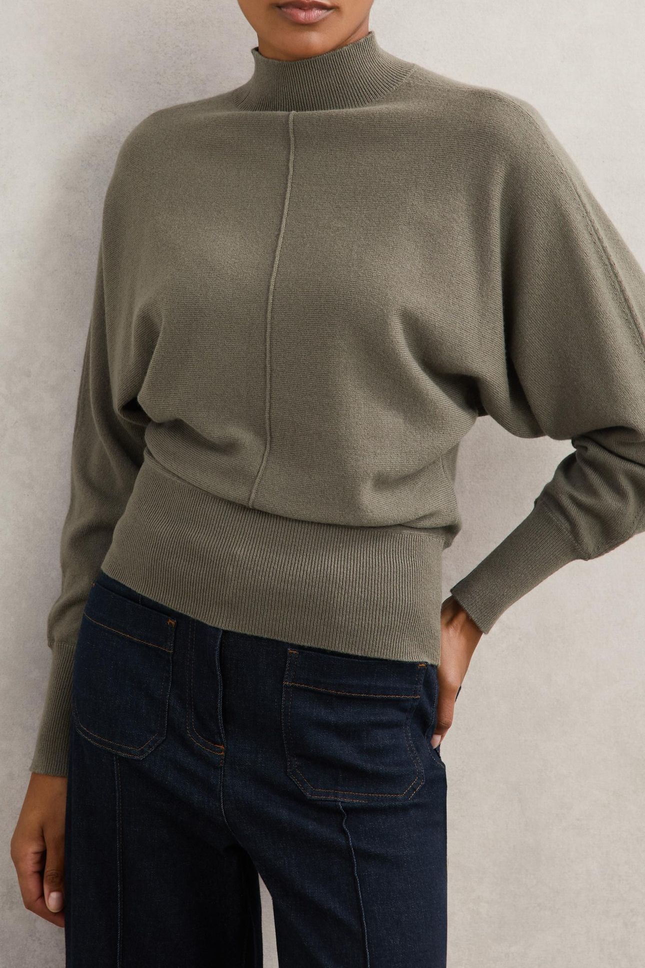 FUNNEL NECK JUMPER SAGE GREEN 1