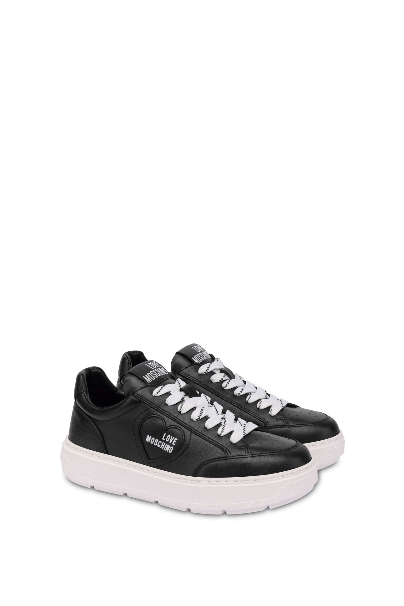 BLACK AND WHITE LEATHER SNEAKER BLACK 2