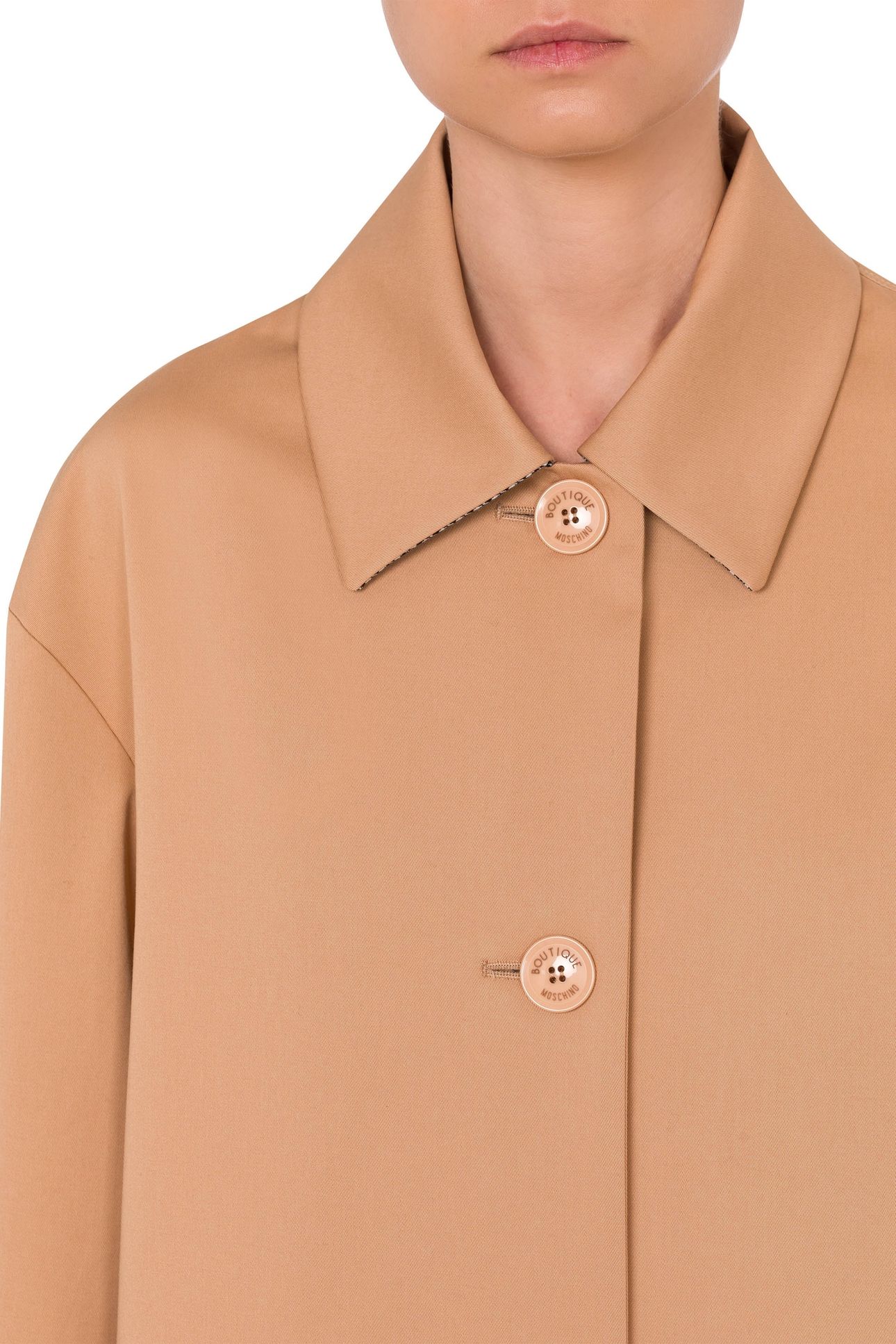 STRETCH GABARDINE JACKET WITH HOUNDSTOOTH DETAILS BEIGE 4