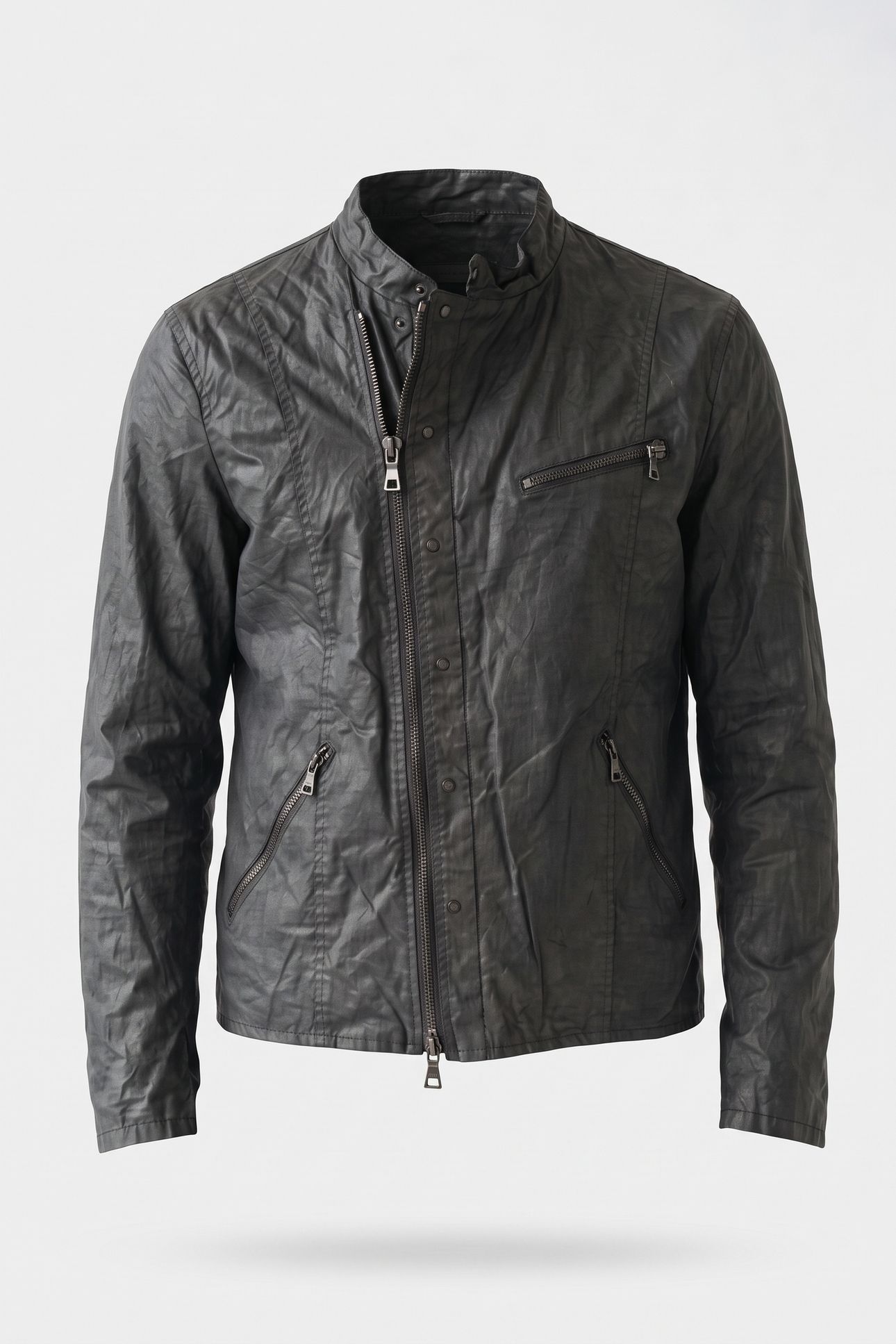 SLIM FIT ASYMMETRIC SNAP/ SEAL GREY 4