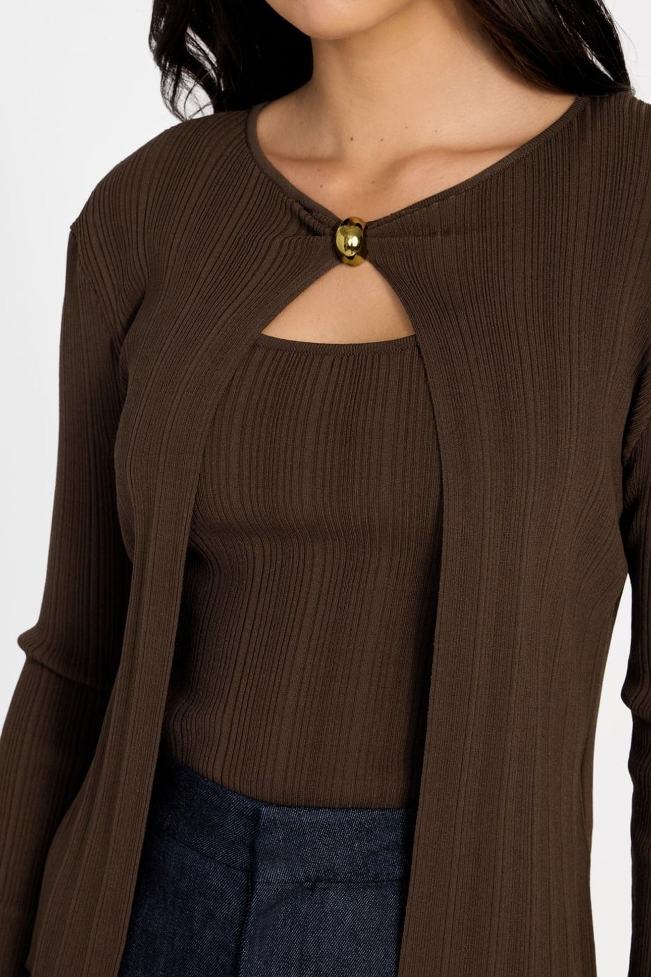 KATHLEEN RIBBED TWIN RICH BROWN 9
