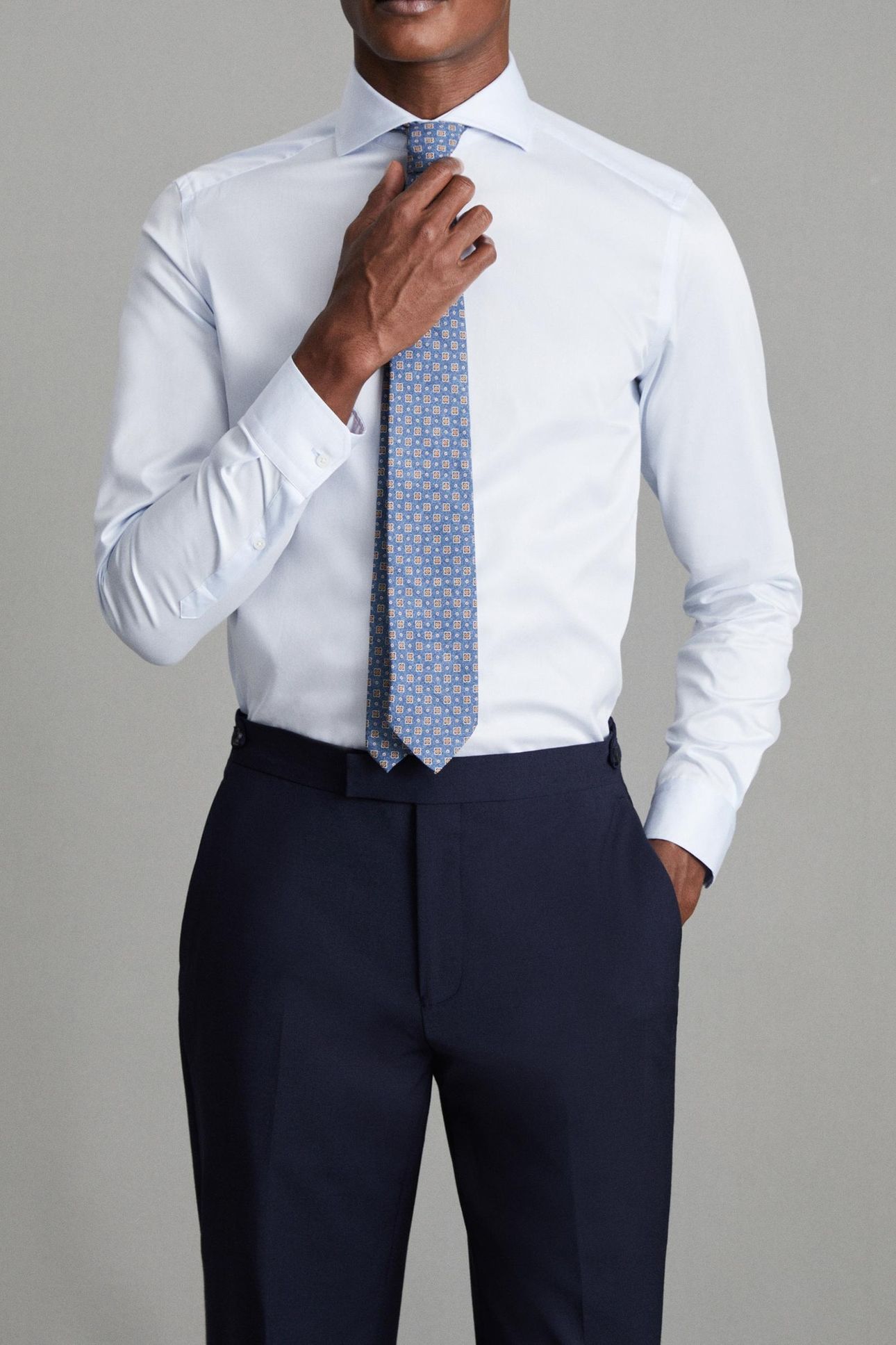 LS TWO FOLD TWILL COTTON SHIRT SOFT BLUE 1