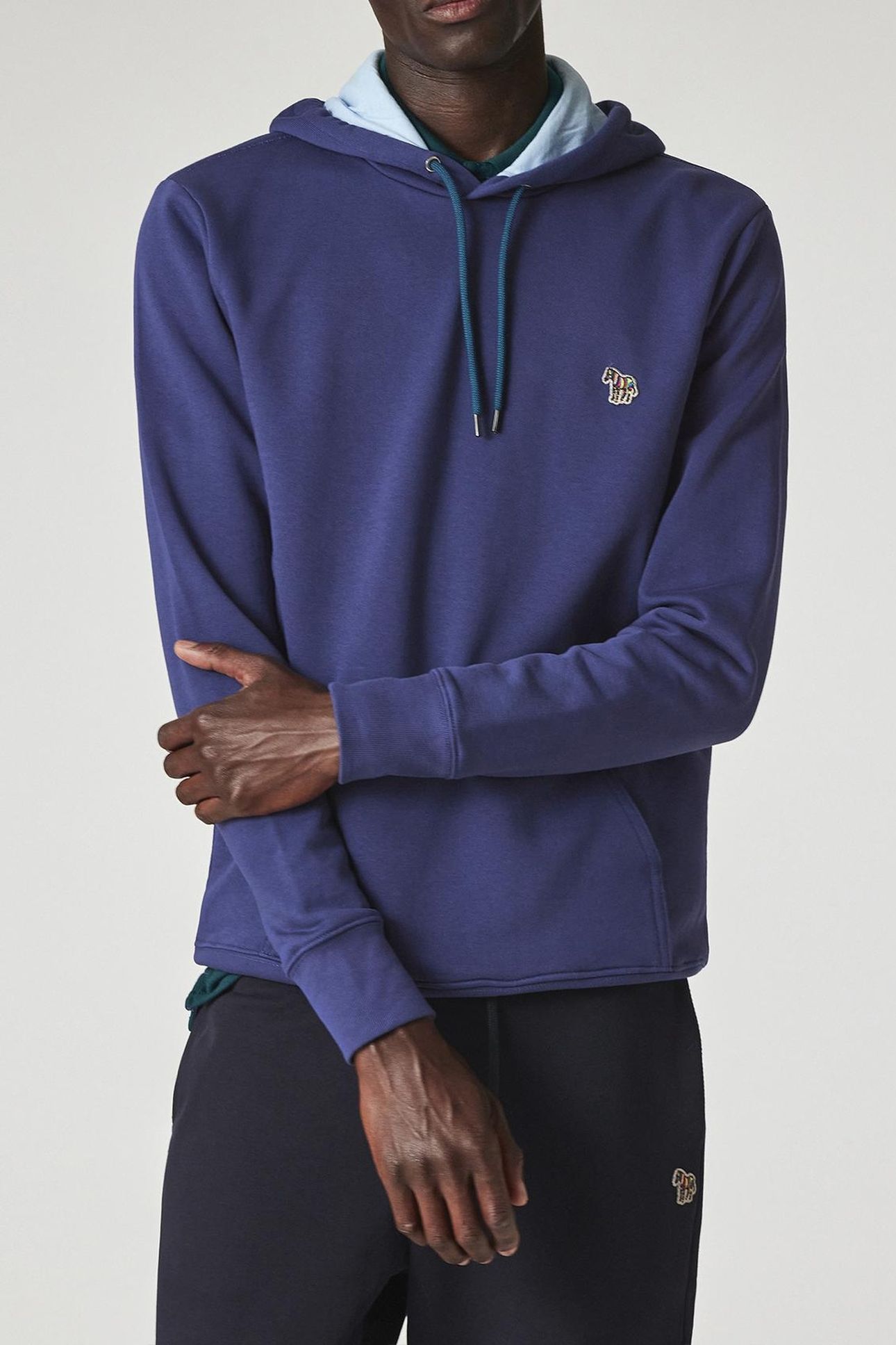 MENS REG FIT HOODY ZEBRA INDIGO 1