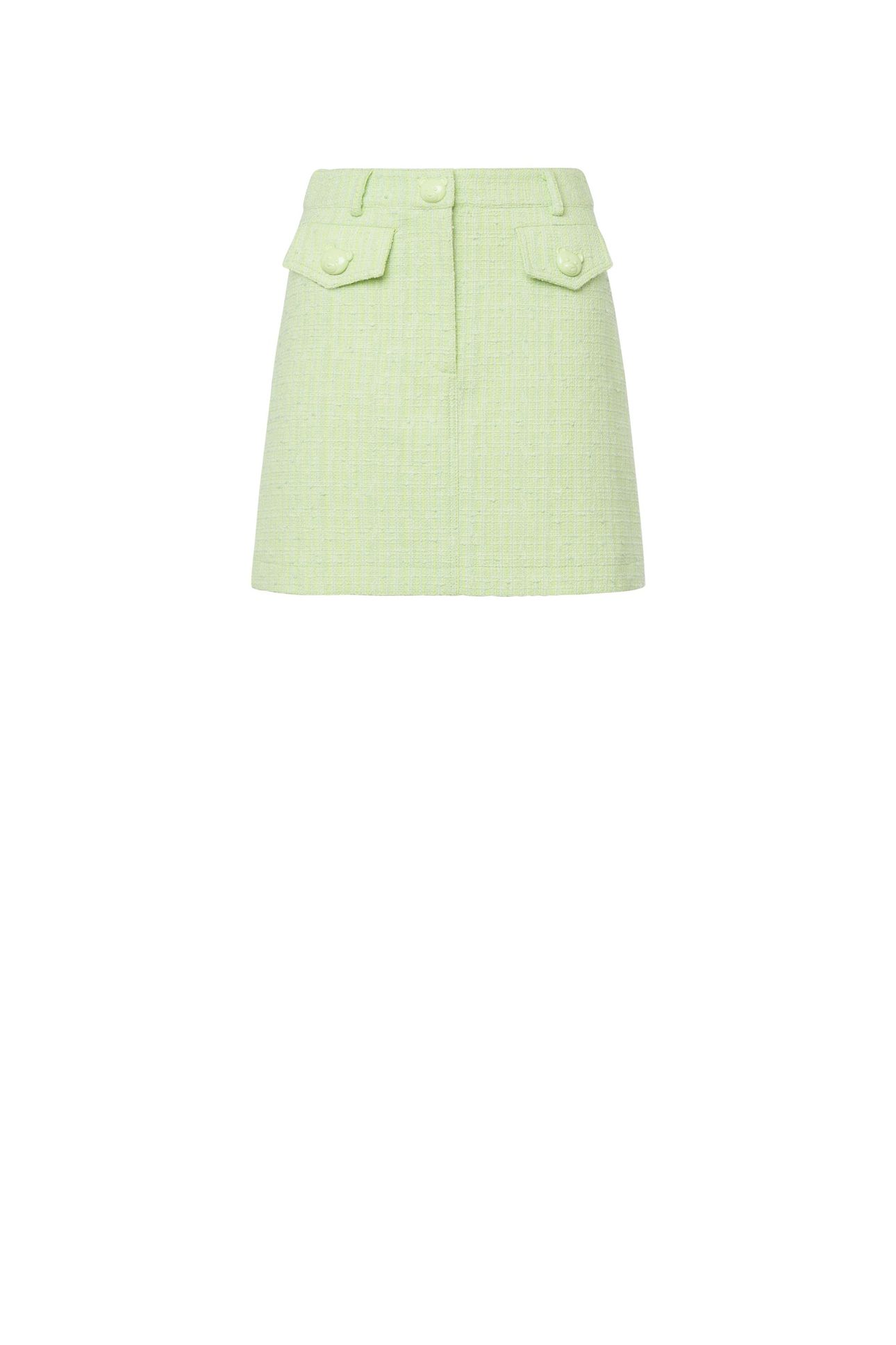 TEDDY BUTTONS TWEED MINI SKIRT GREEN 3