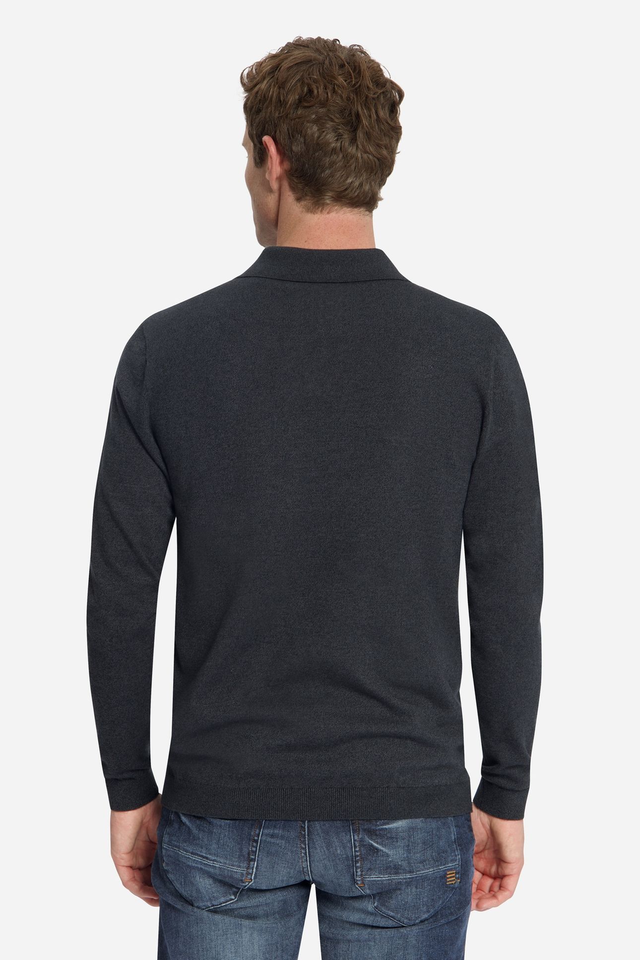 PULLOVER V POLO MELANGE DARK GREY 4