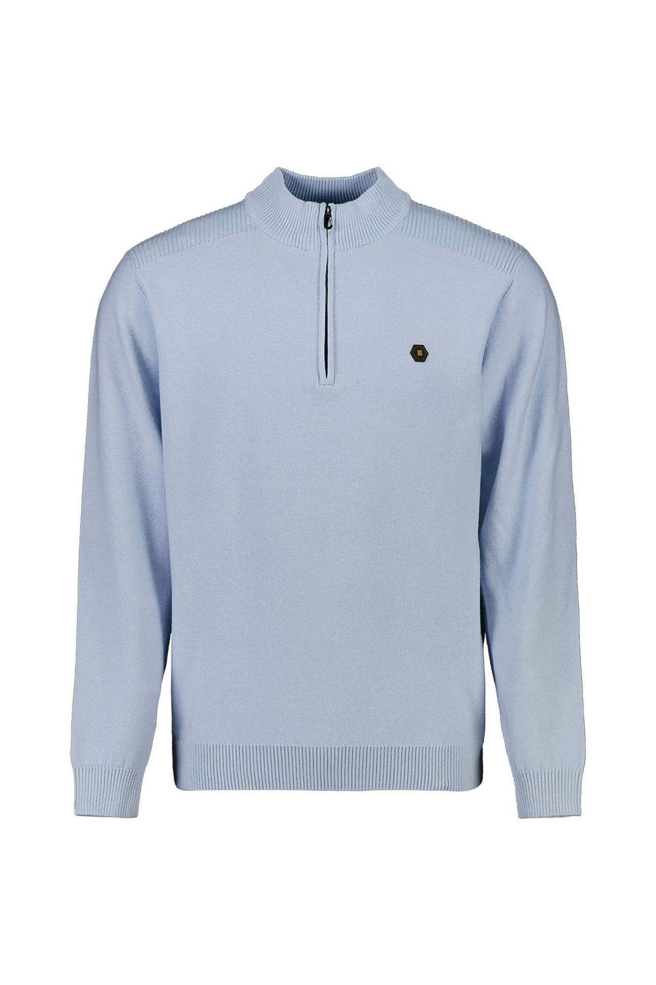 PULLOVER HALF ZIP SHOULDER DETAIL DUSTY BLUE 1