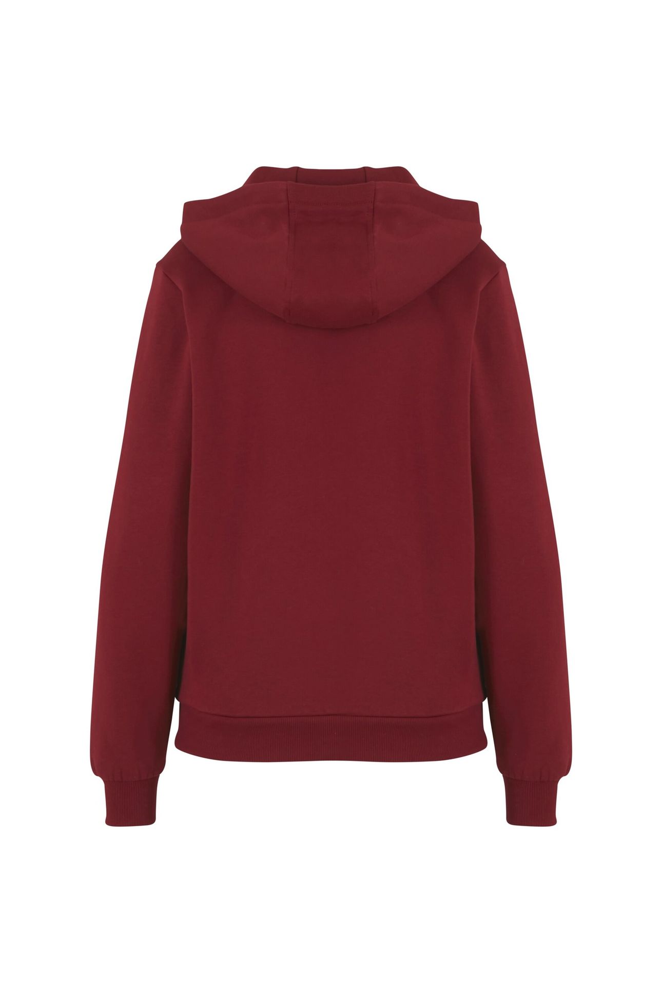 LADIES ESSENTIALS LOOSE BRUSHED FLEECE HOODY BURGUNDY 4