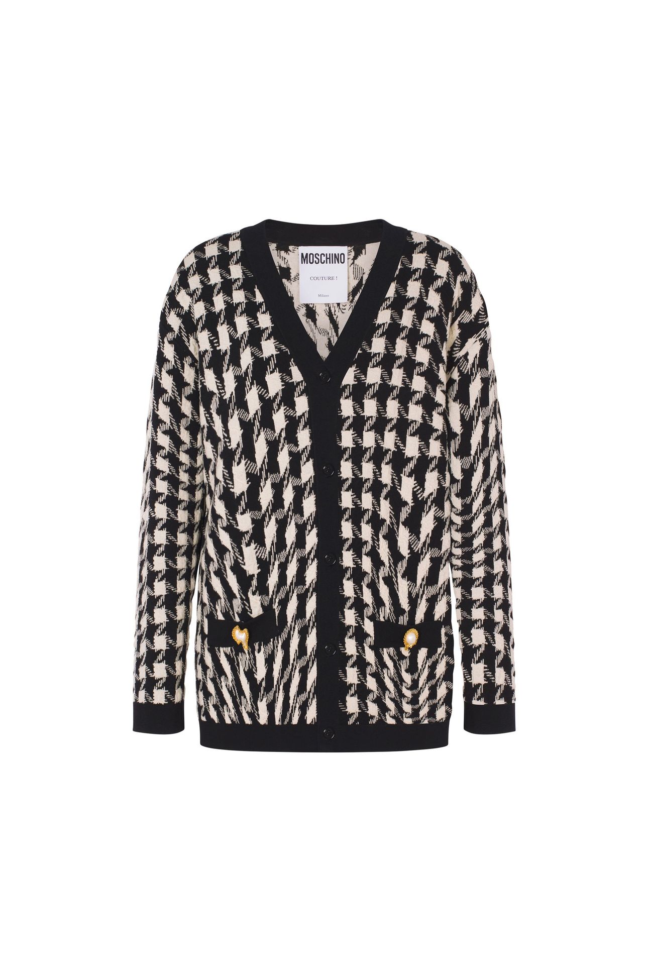 MORPHED HOUNDSTOOTH STRETCH CARDIGAN WHITE 3