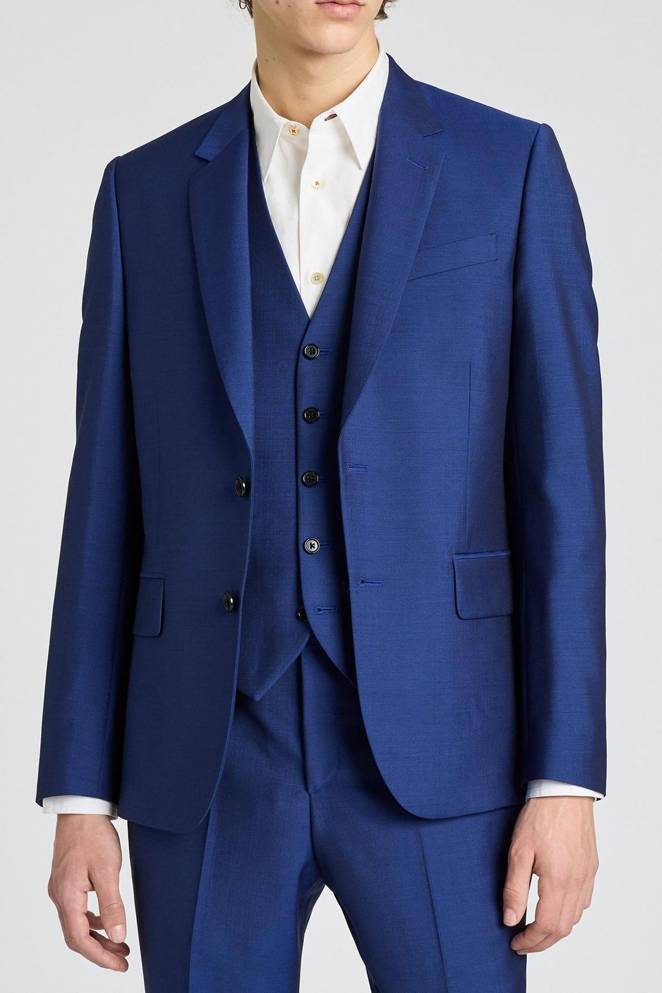 MENS TAILORED FIT 3PCE 2 BUTTON SUIT COBALT BLUE 1