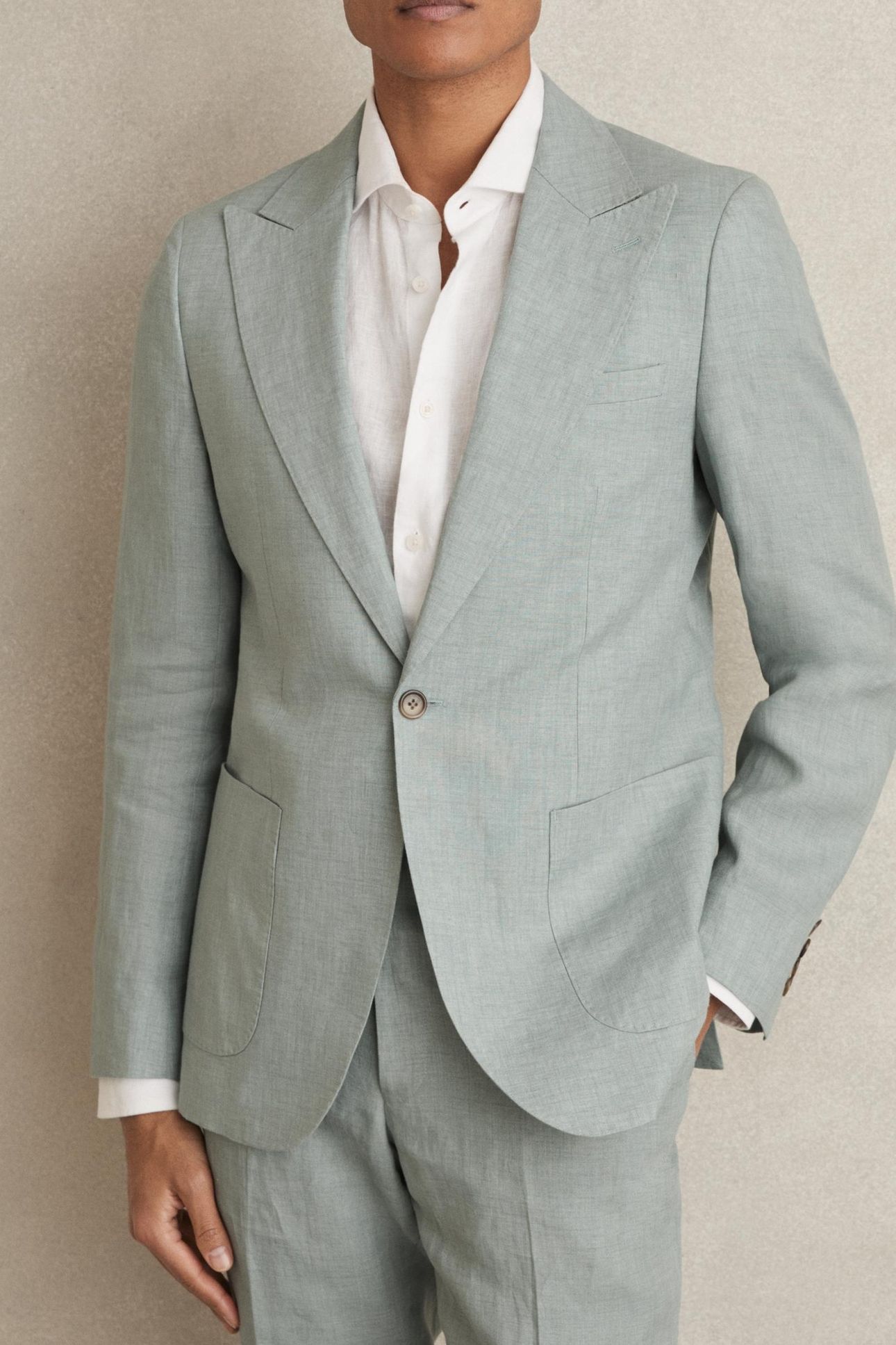 SB 2B NOTCH LINEN BLAZER OCEAN GREEN 2
