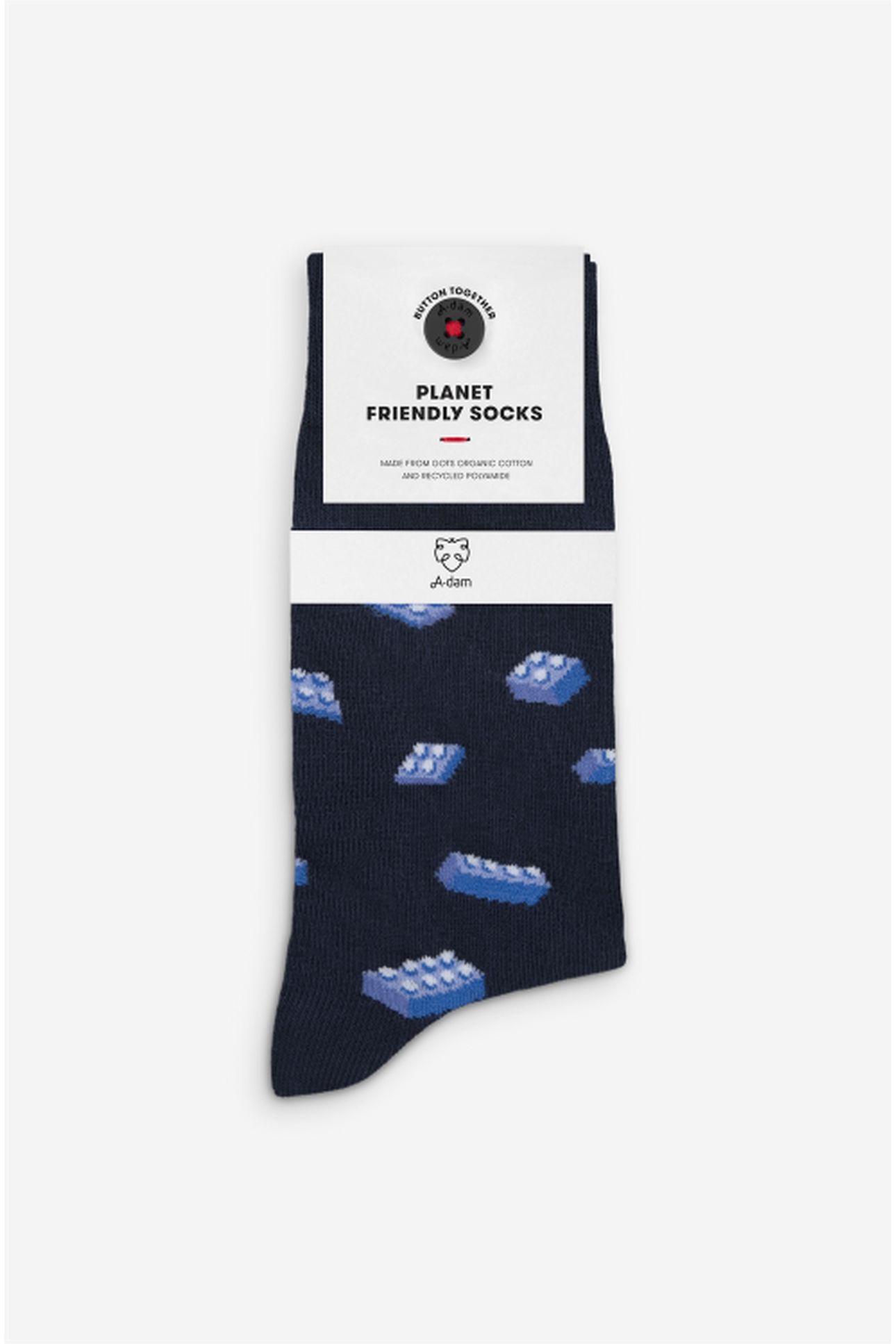 A-DAM 3-PACK CASUAL SOCKS BUILDING BLOCKS BLUE DARK NAVY 4