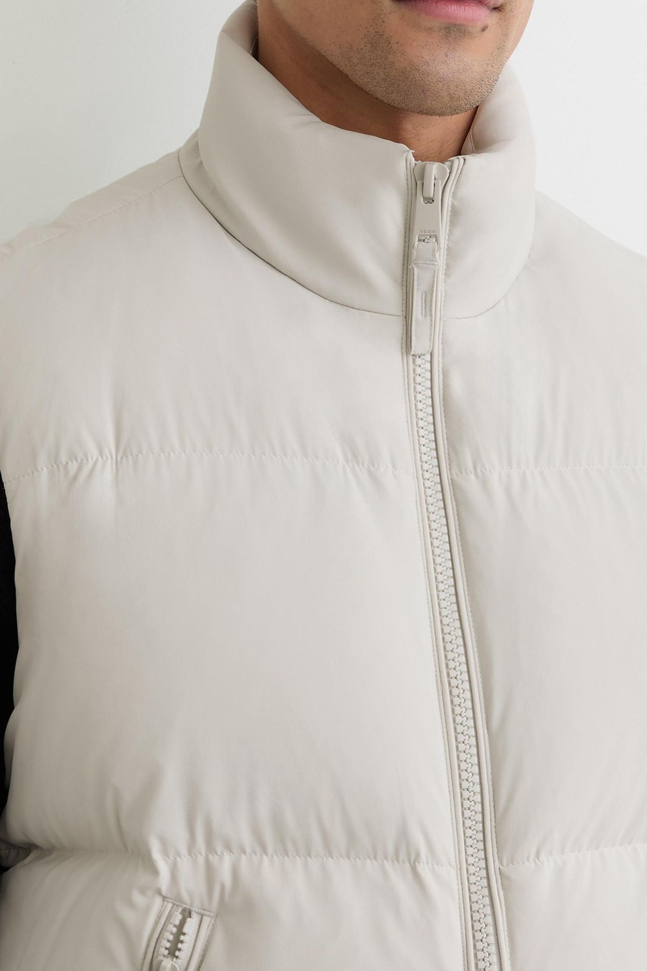 QUILTED ZIP THROUGH PUFFER GILET LIGHT STONE 6