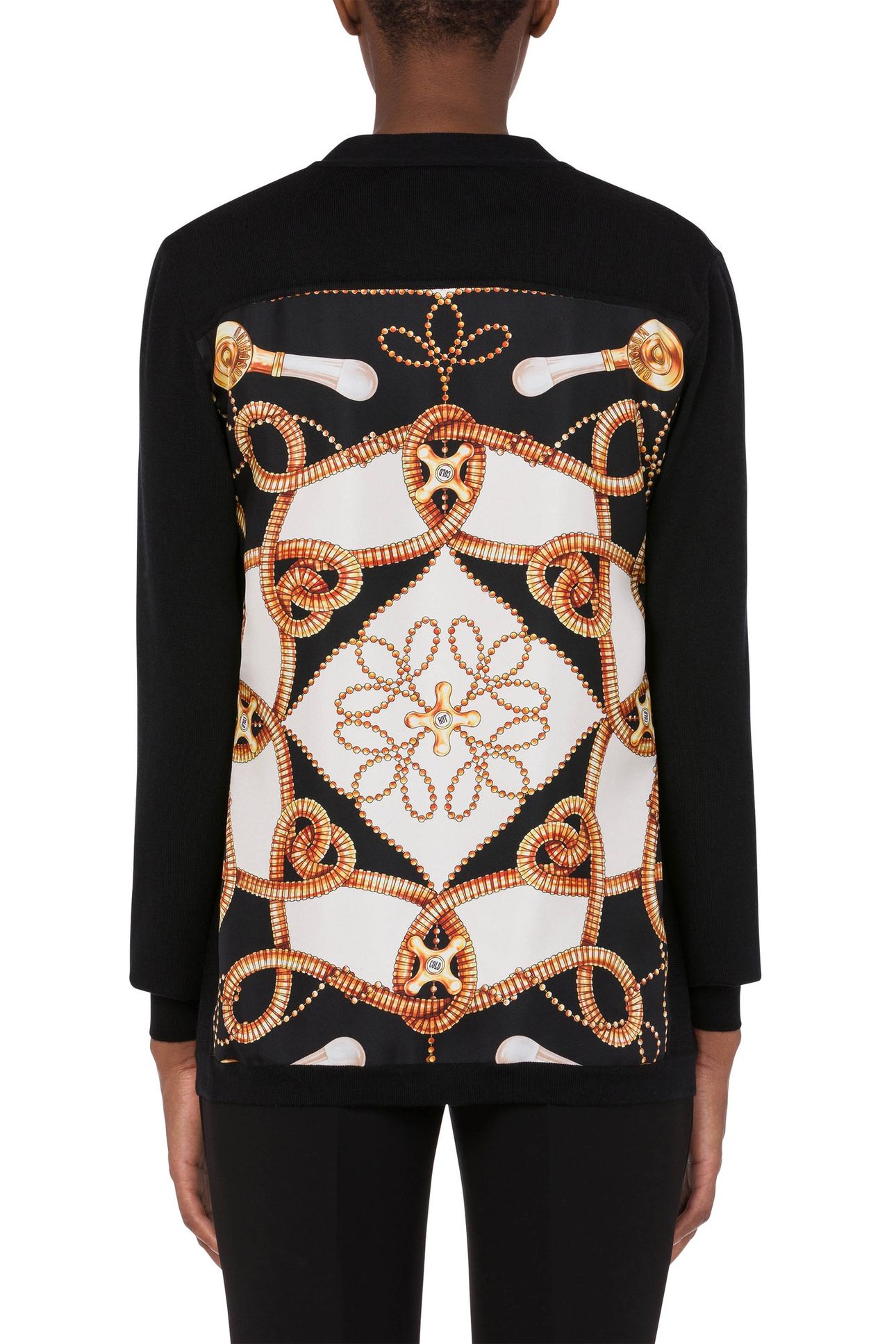 WOOL AND SILK CARDIGAN FAUCETS PRINT BLACK 2
