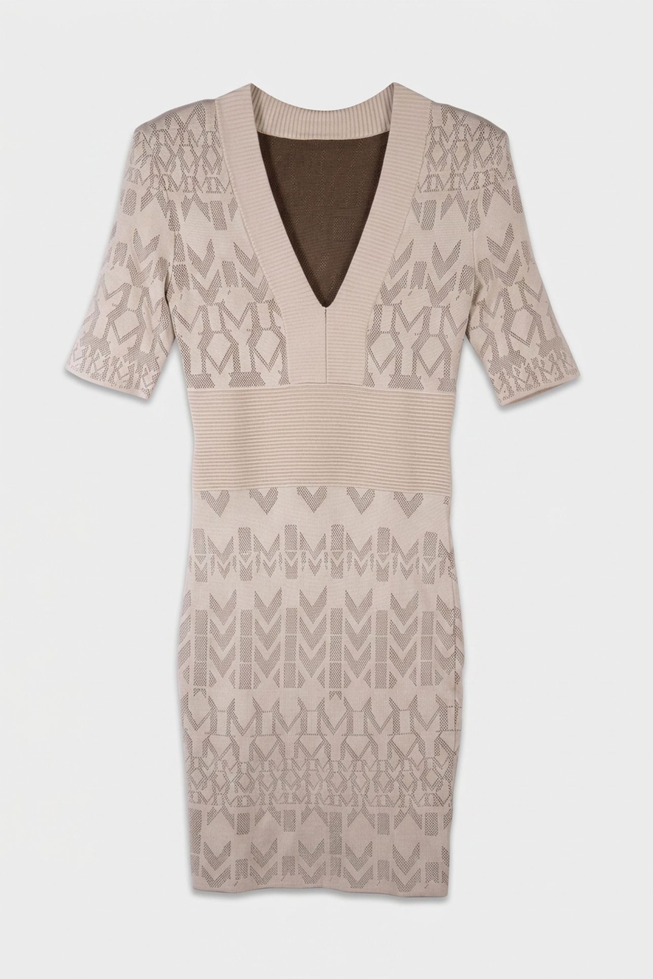 BILLIE MONOG V NECK GEOM M BUFF TAUPE /D 3
