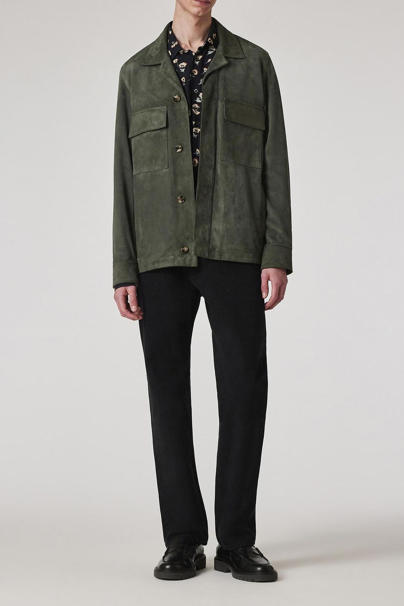 MENS CASUAL FIT SUEDE LEATHER JACKET PASTEL_GREEN 3