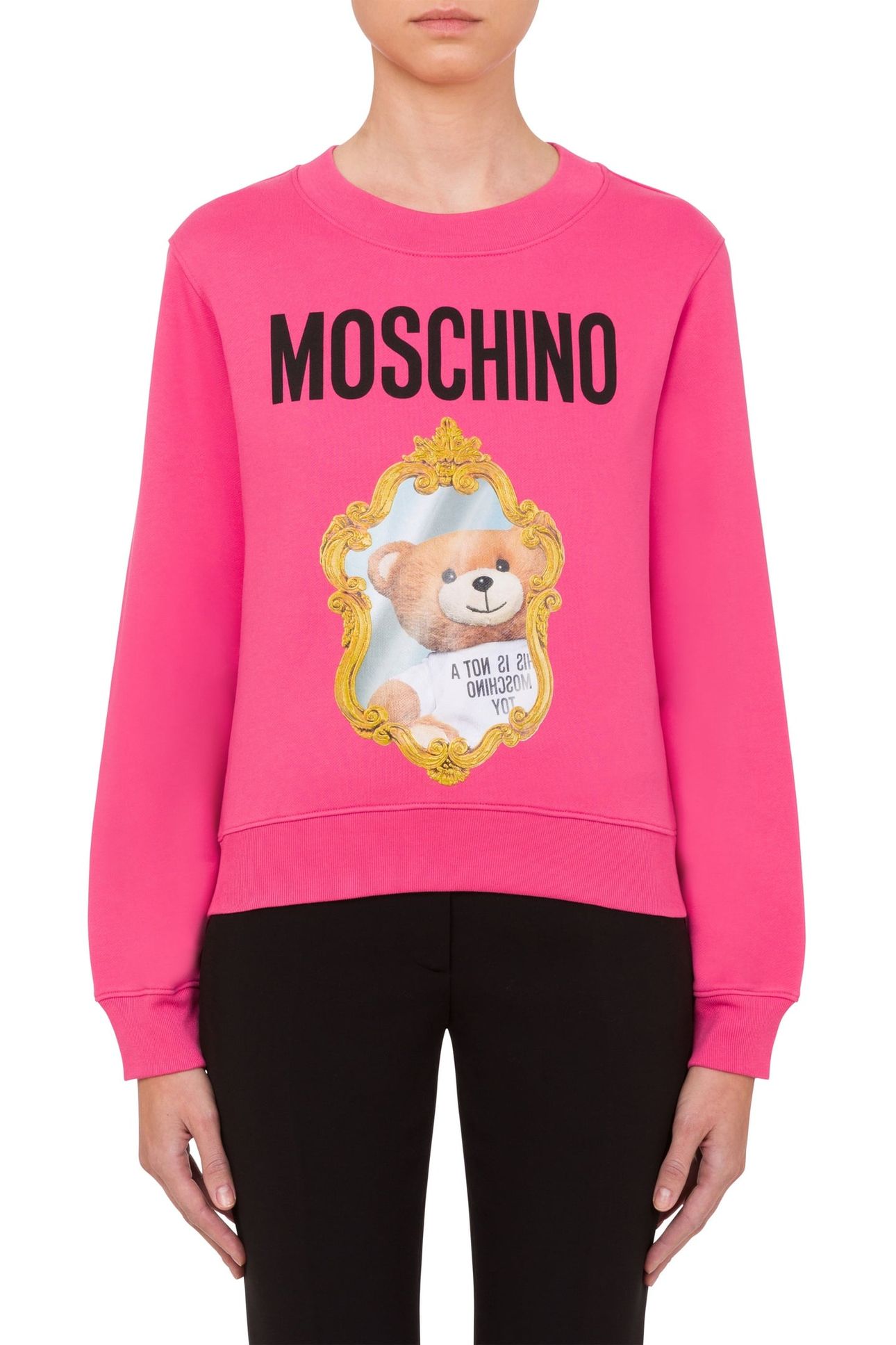 MIRROR TEDDY BEAR ORGANIC COTTON SWEATSHIRT PINK 1