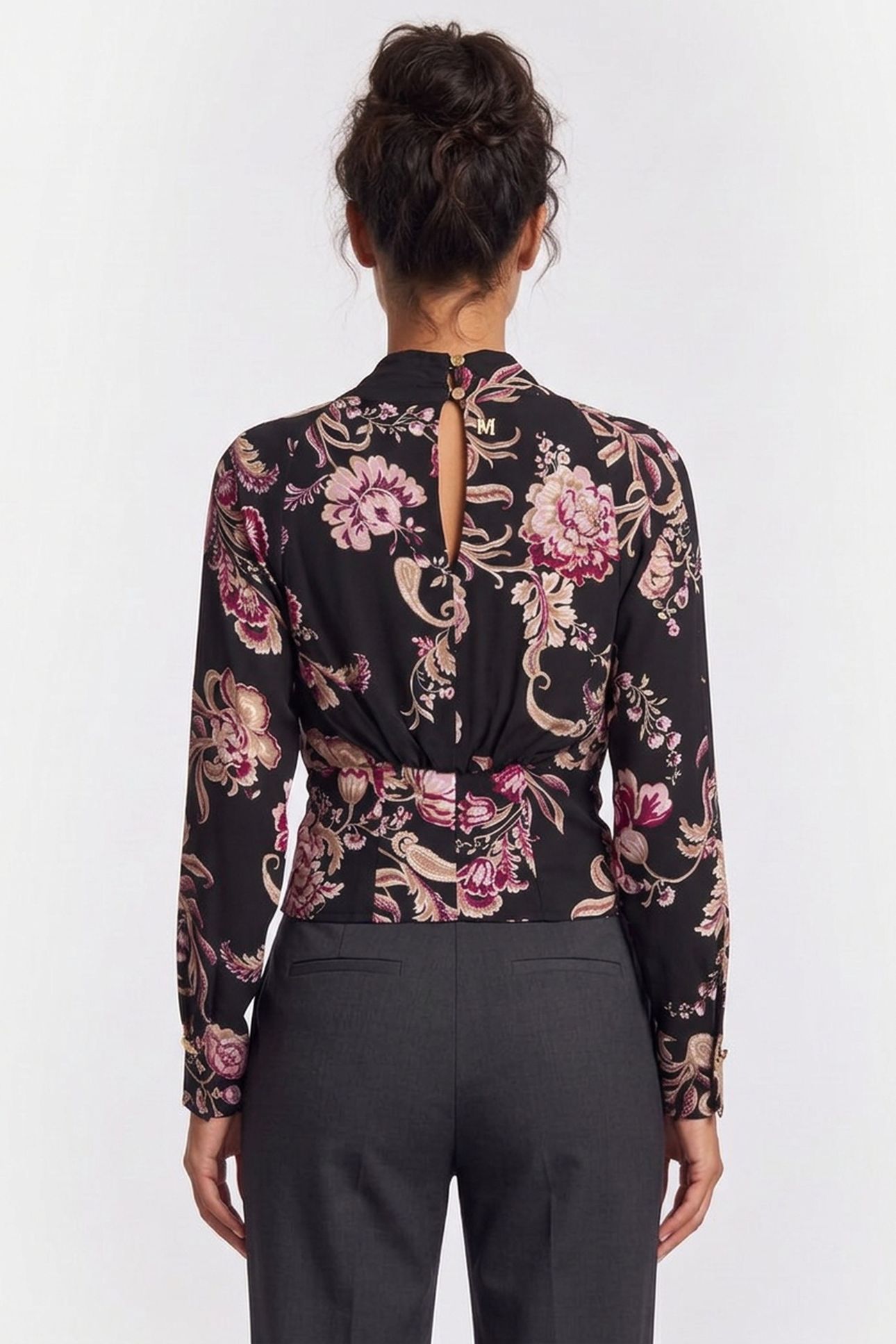 DENISE V NECK WRAP L FLORAL PAISLEY BLACK 2