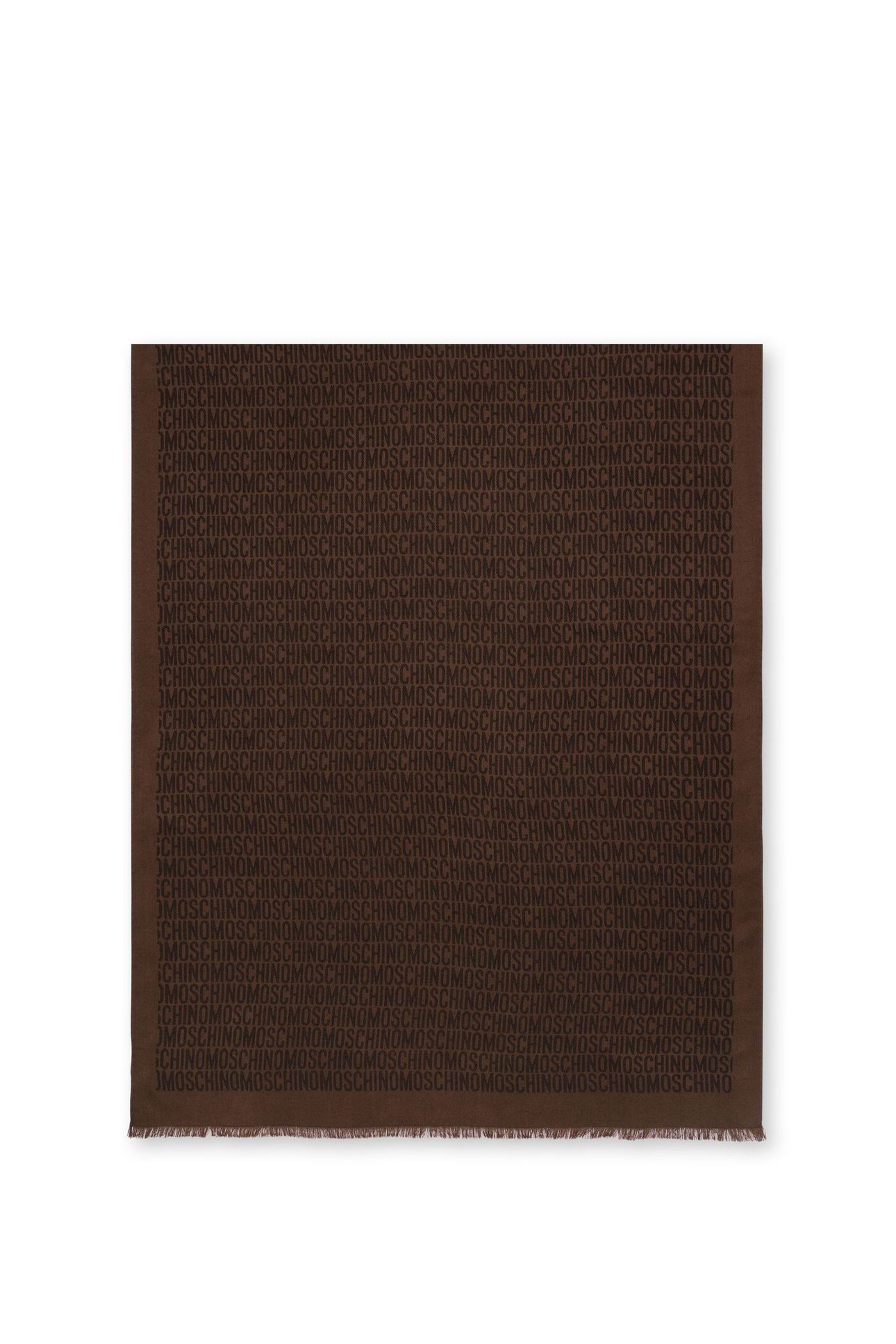 ALLOVER LOGO SILK AND WOOL SCARF BROWN 2