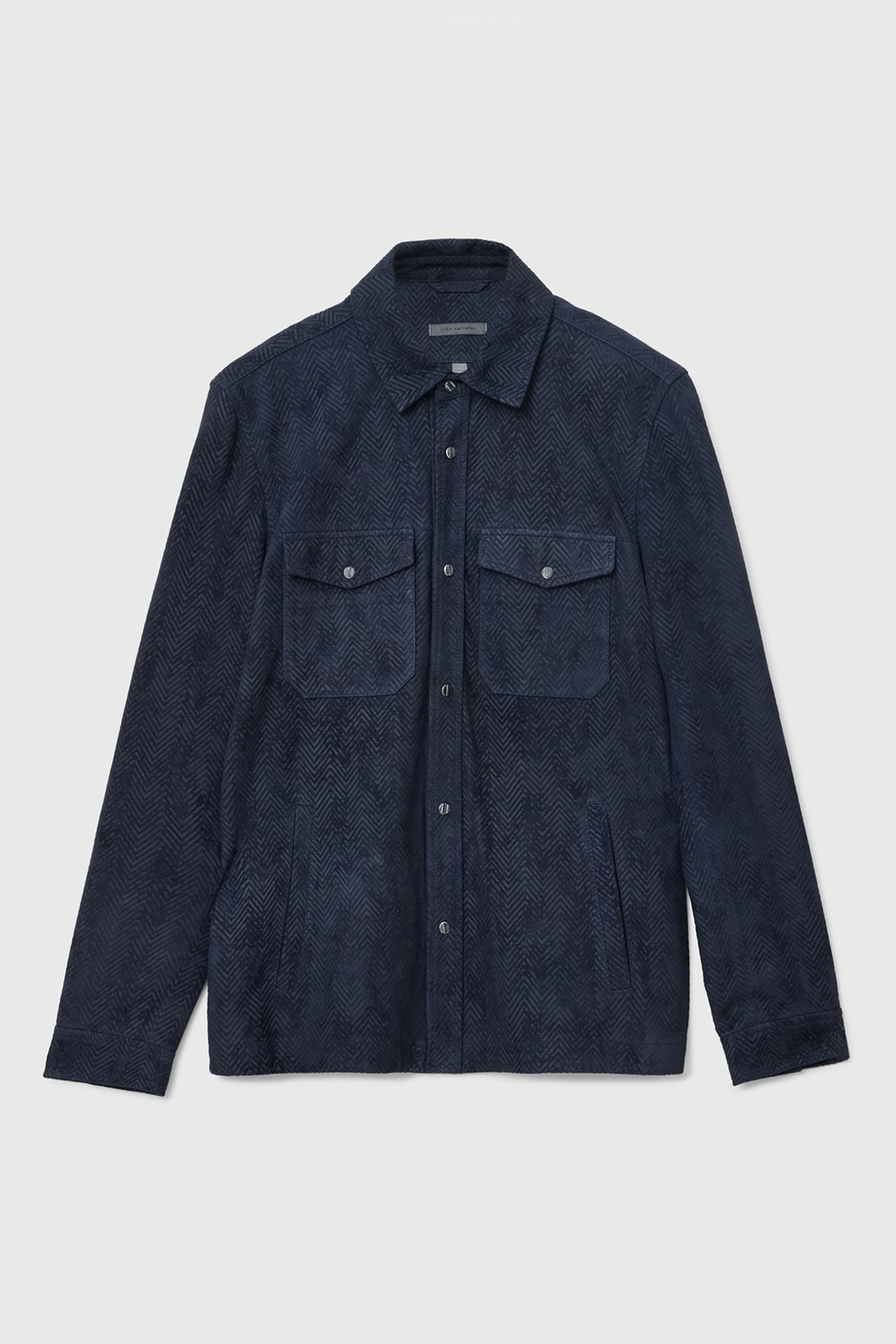 JONAH PRINTED HERRINGBONELEATHER SHIRT J NAVY 3