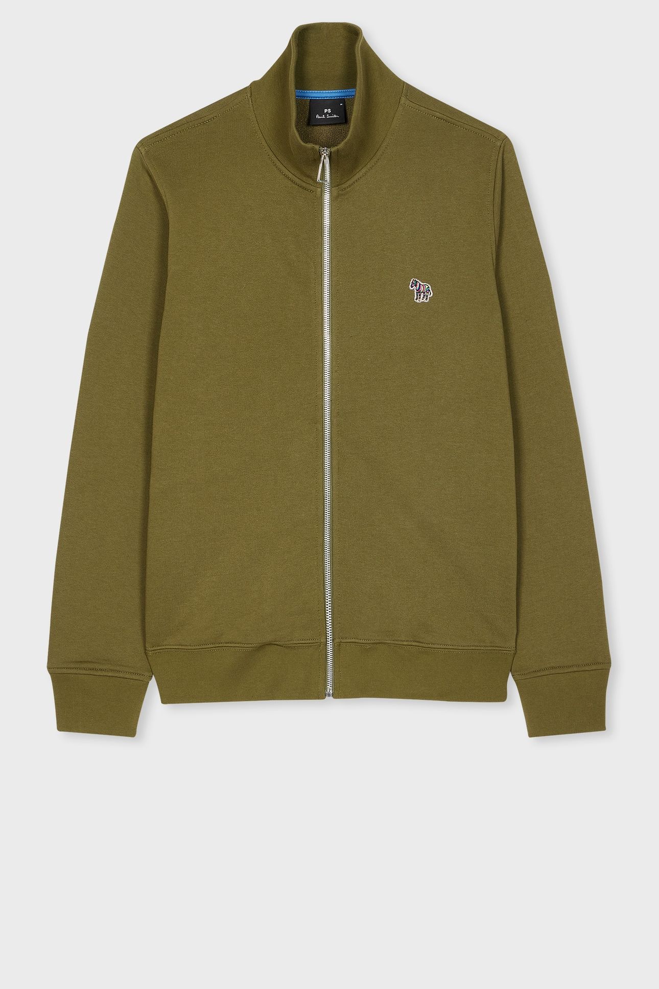 MENS REG FIT ZIP SWEAT ZEBRA OLIVE GREEN 1
