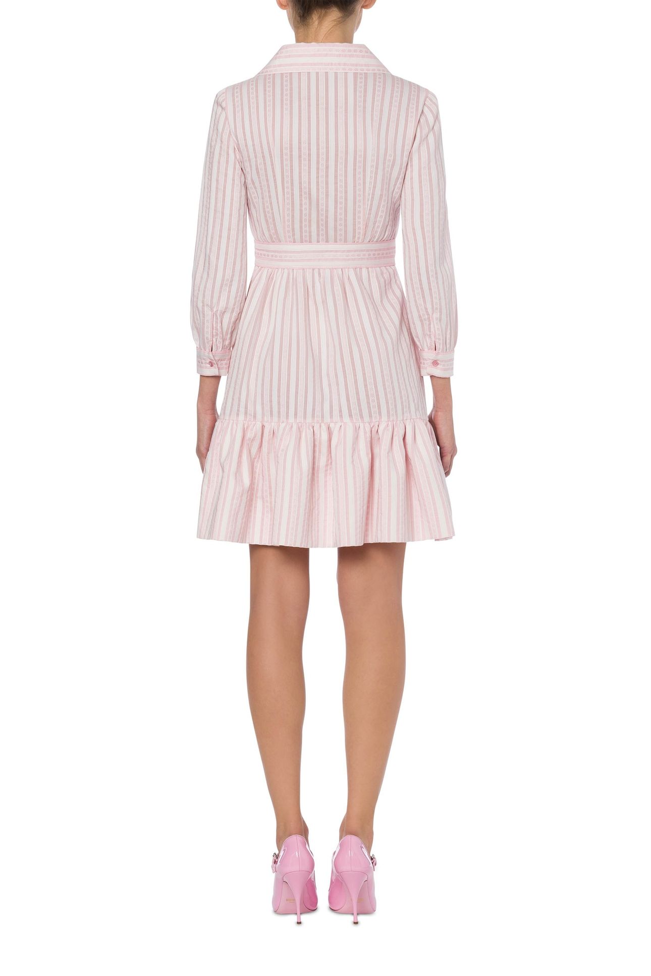 HEART BUTTONS JACQUARD STRIPED DRESS PINK 2