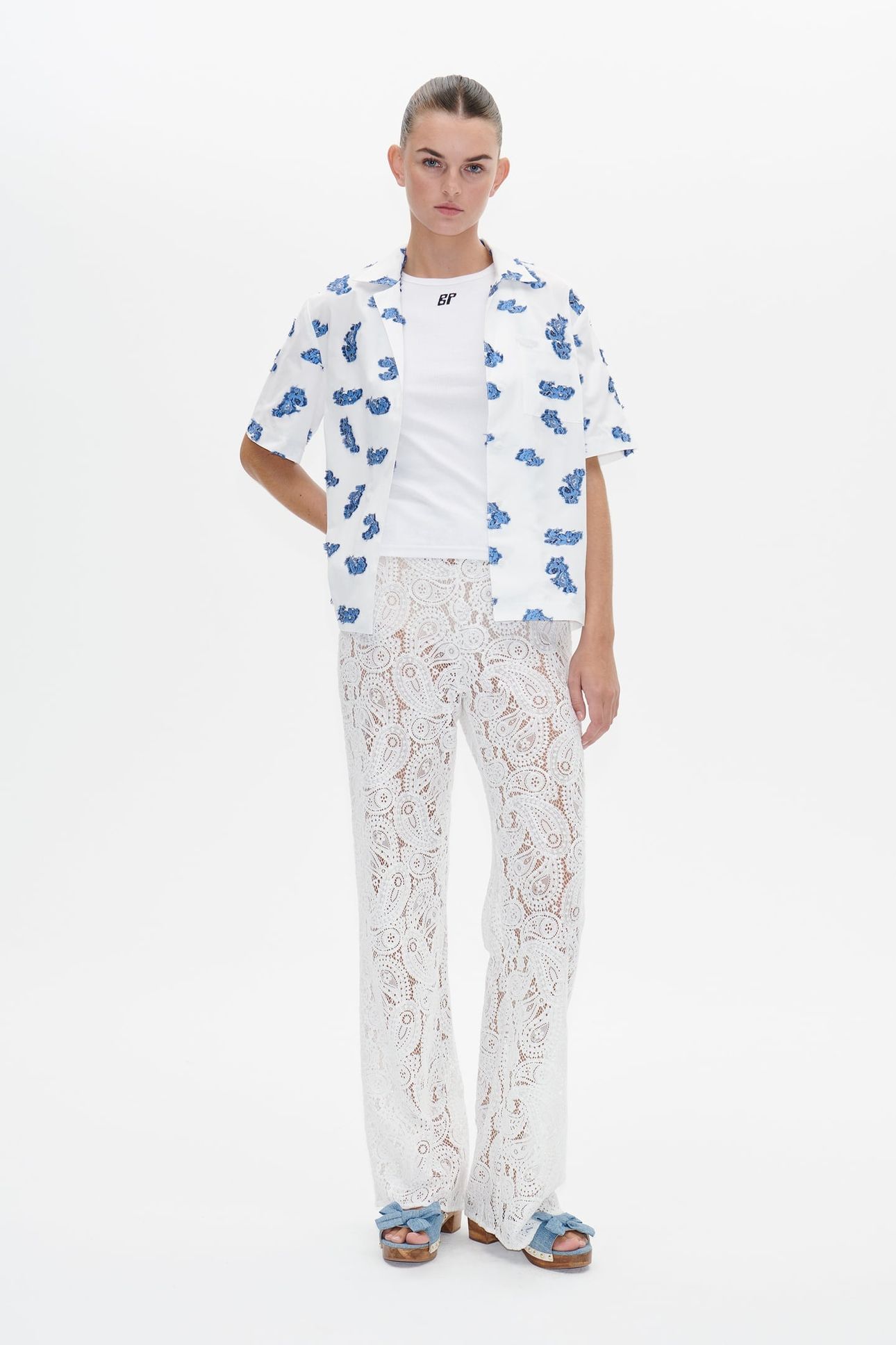 MALISSA SHIRT BLUE BOUQUET JACQUARD 1