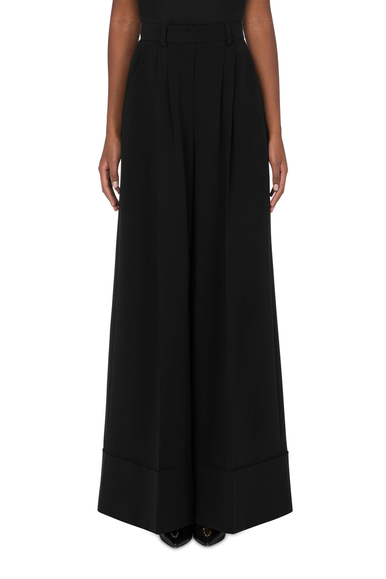 CREPE PALAZZO TROUSERS BLACK 1