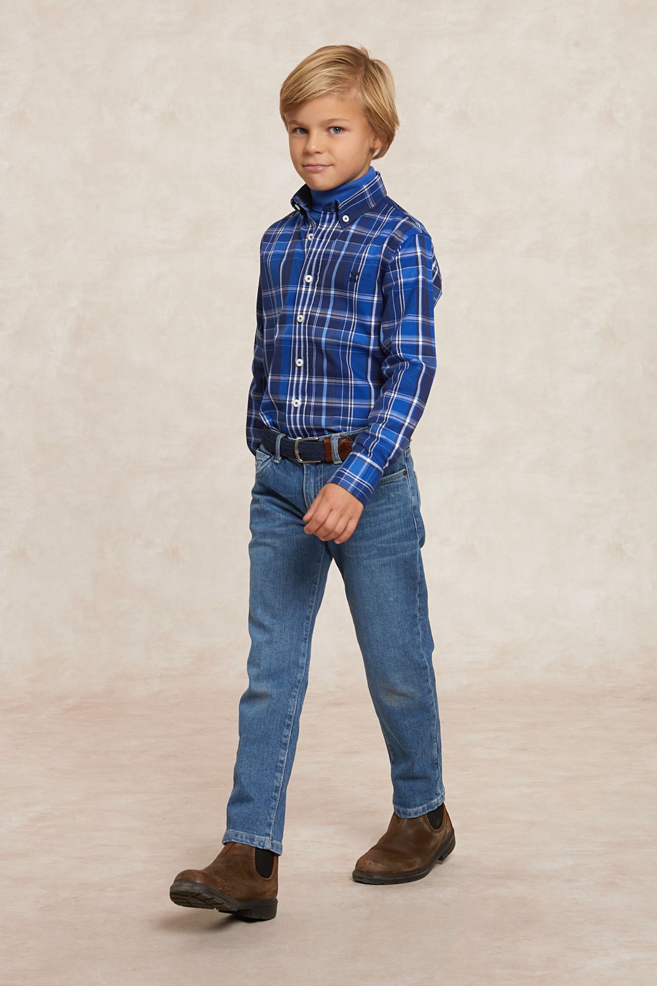 CUSTOM FIT CHECKED FLANNEL SHIRT BLUE/WHITE 1