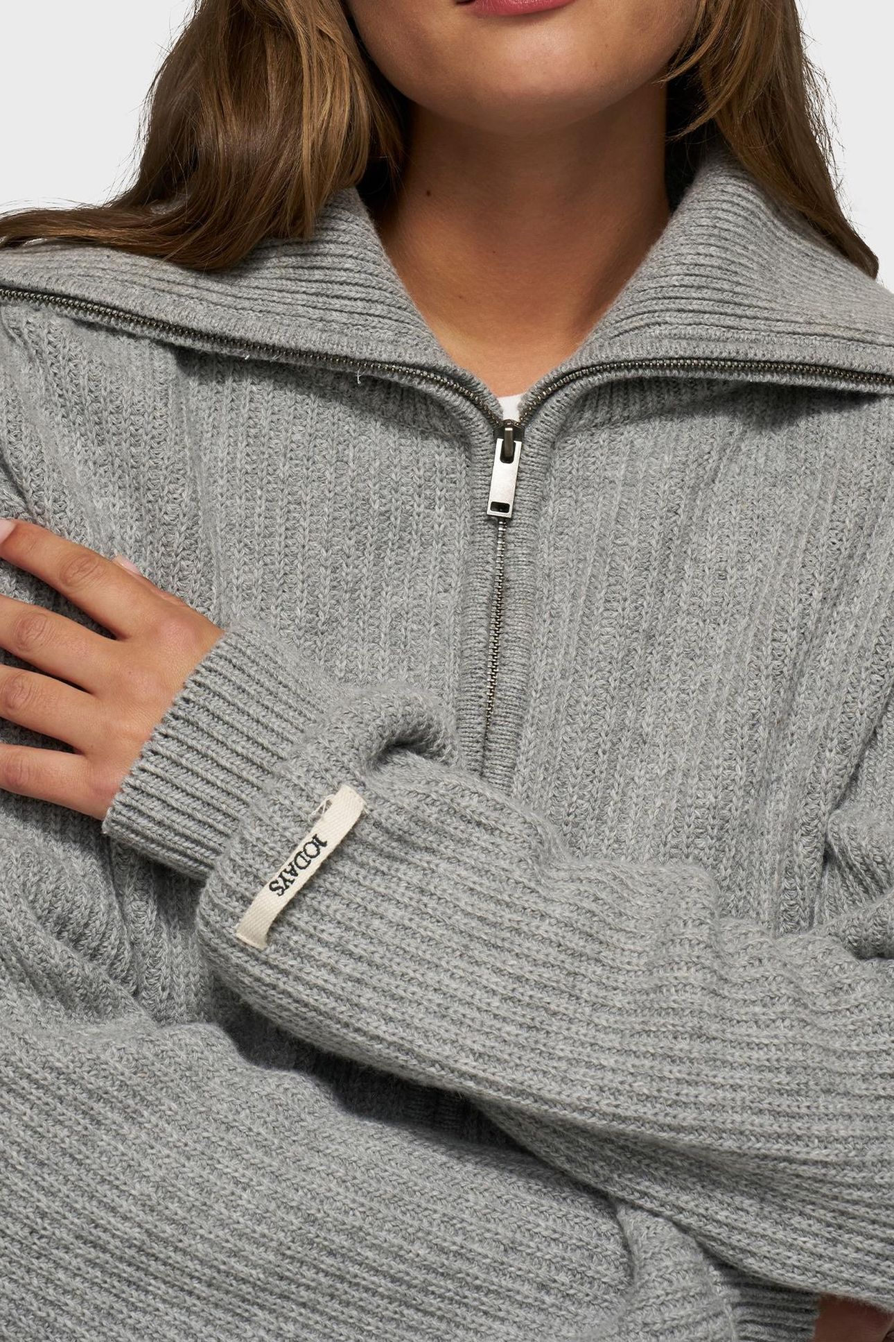 CROPPED KNIT ZIP JACKET LIGHT GREY MELEE 7