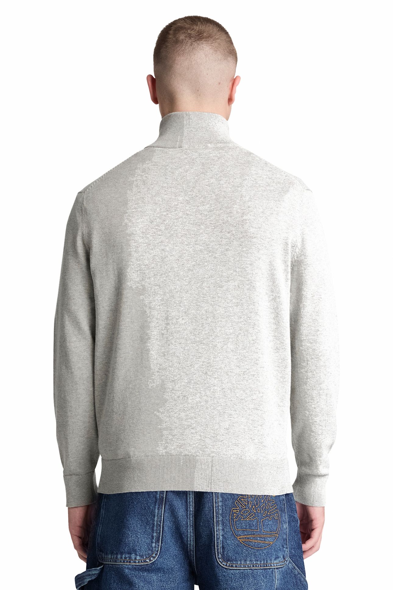 OYSTER RIVER COTTON 1/4 ZIP SWEATER MEDIUM GREY HEATHER 2