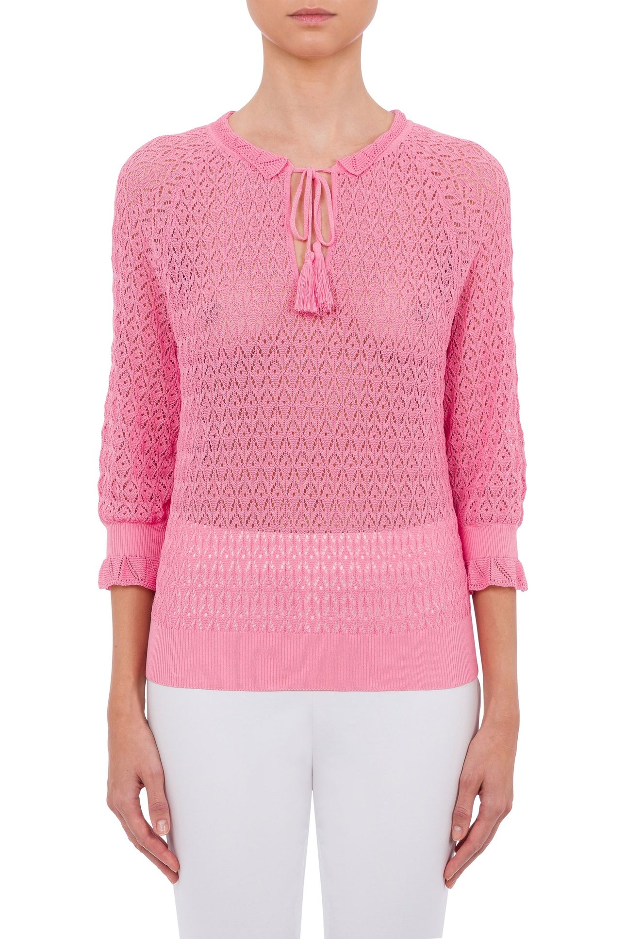 PUNCHED COTTON SWEATER PINK 1