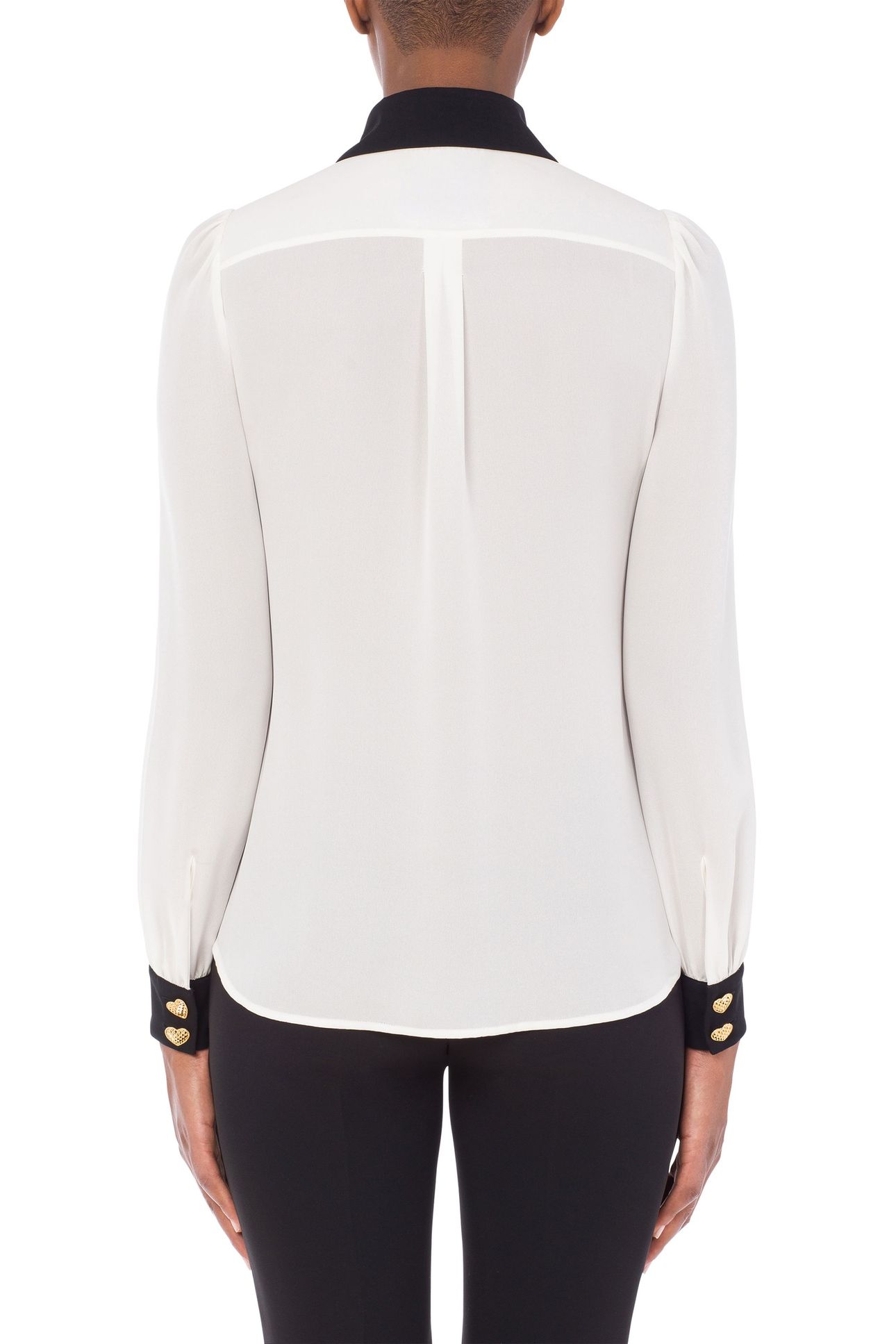 HEART BUTTONS SILK CHARMEUSE SHIRT WHITE 2