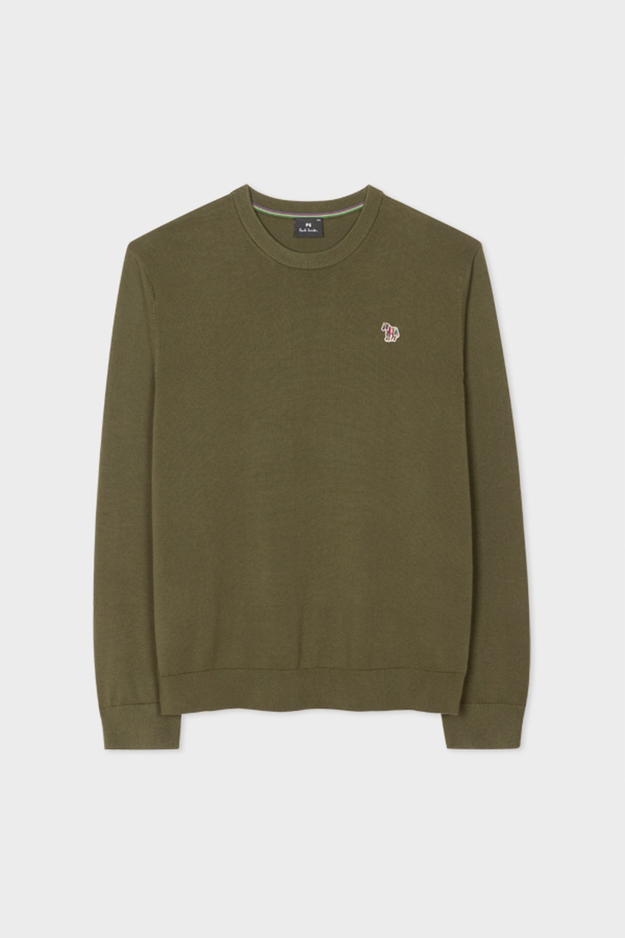MENS SWEATER CREW NECK ZEB BAD OLIVE GREEN 1