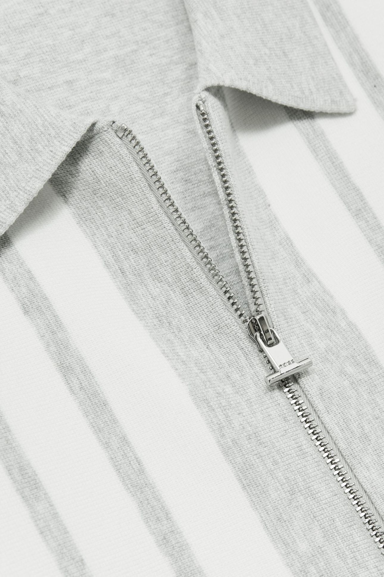 LS ZIP THROUGH STRIPE KNITTED JACKET GREY MELANGE/WHITE 5