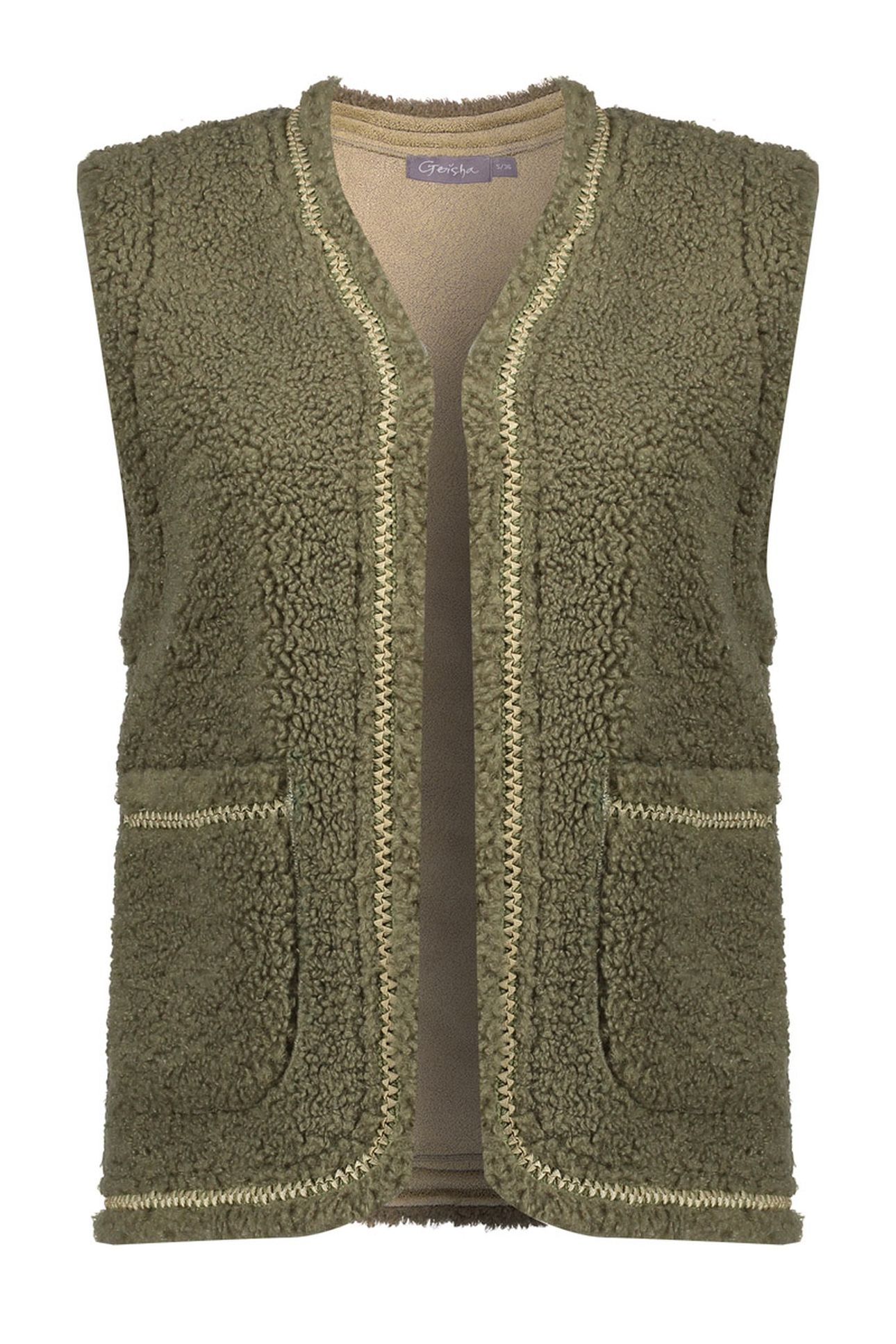 GILET TEDDY EMBROIDERY DARK GREEN/TAPE DARK GREEN 1