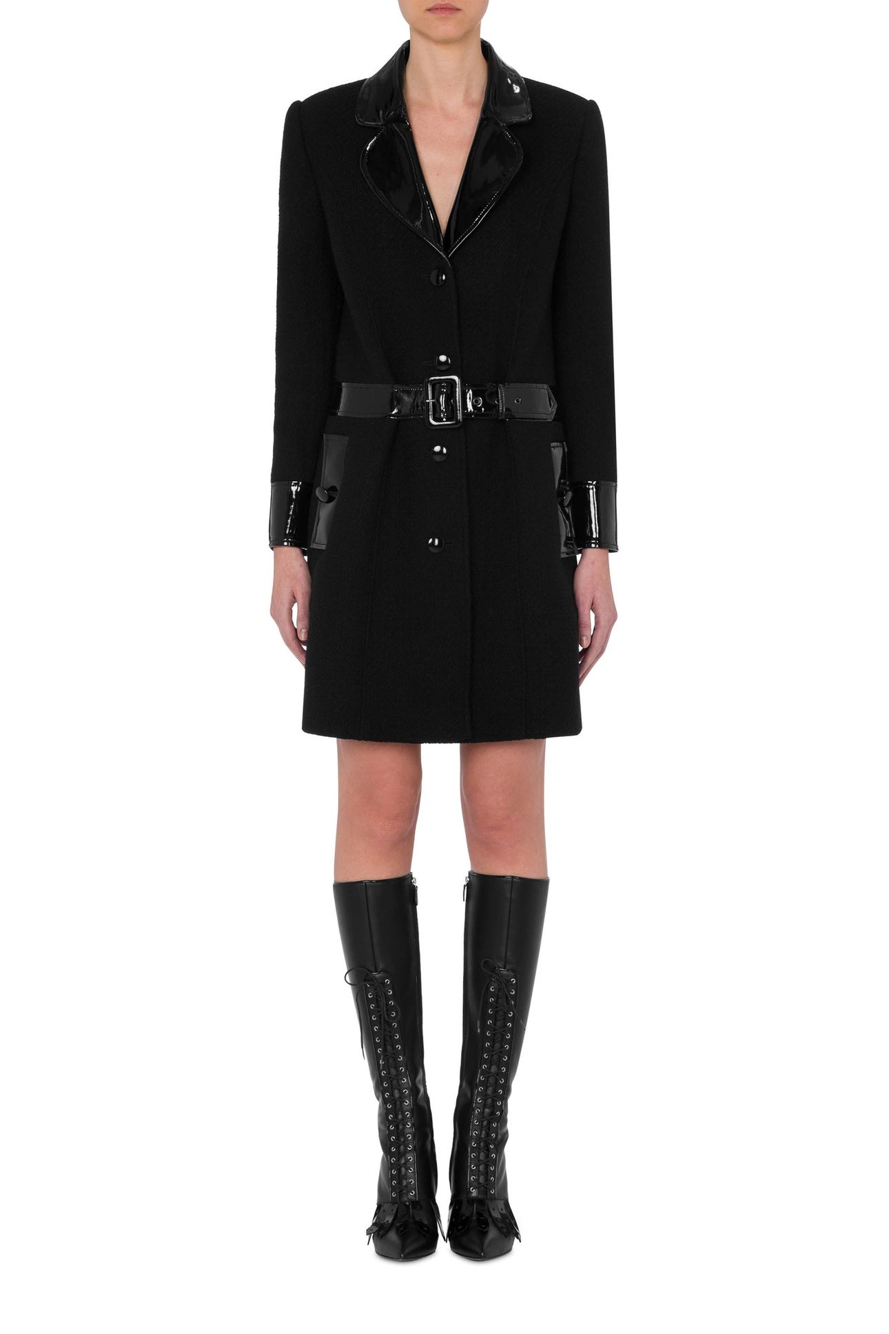 BONDAGE BUCKLE BOUCLÉ COAT BLACK 1