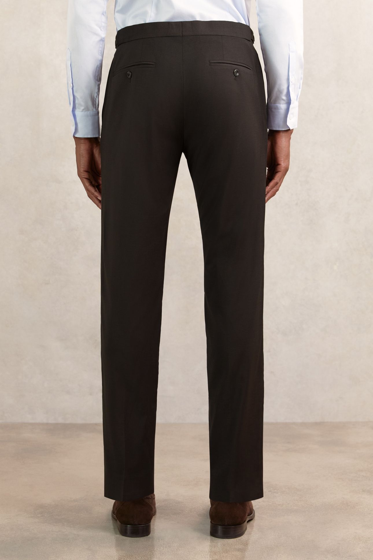 PLAIN WOOL MIXER TROUSER CHOCOLATE BROWN 2