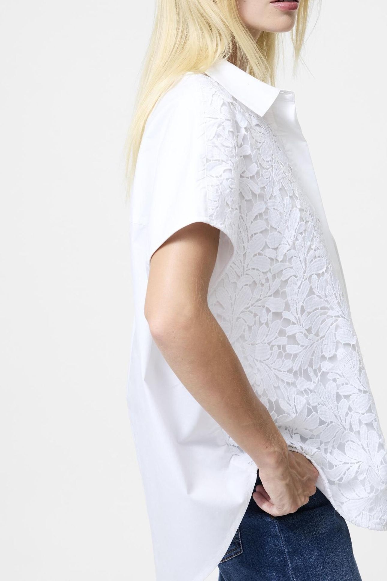 CAMBRIA COTTON HALF LACE SHIRT LINEN WHITE LINEN WHITE 4