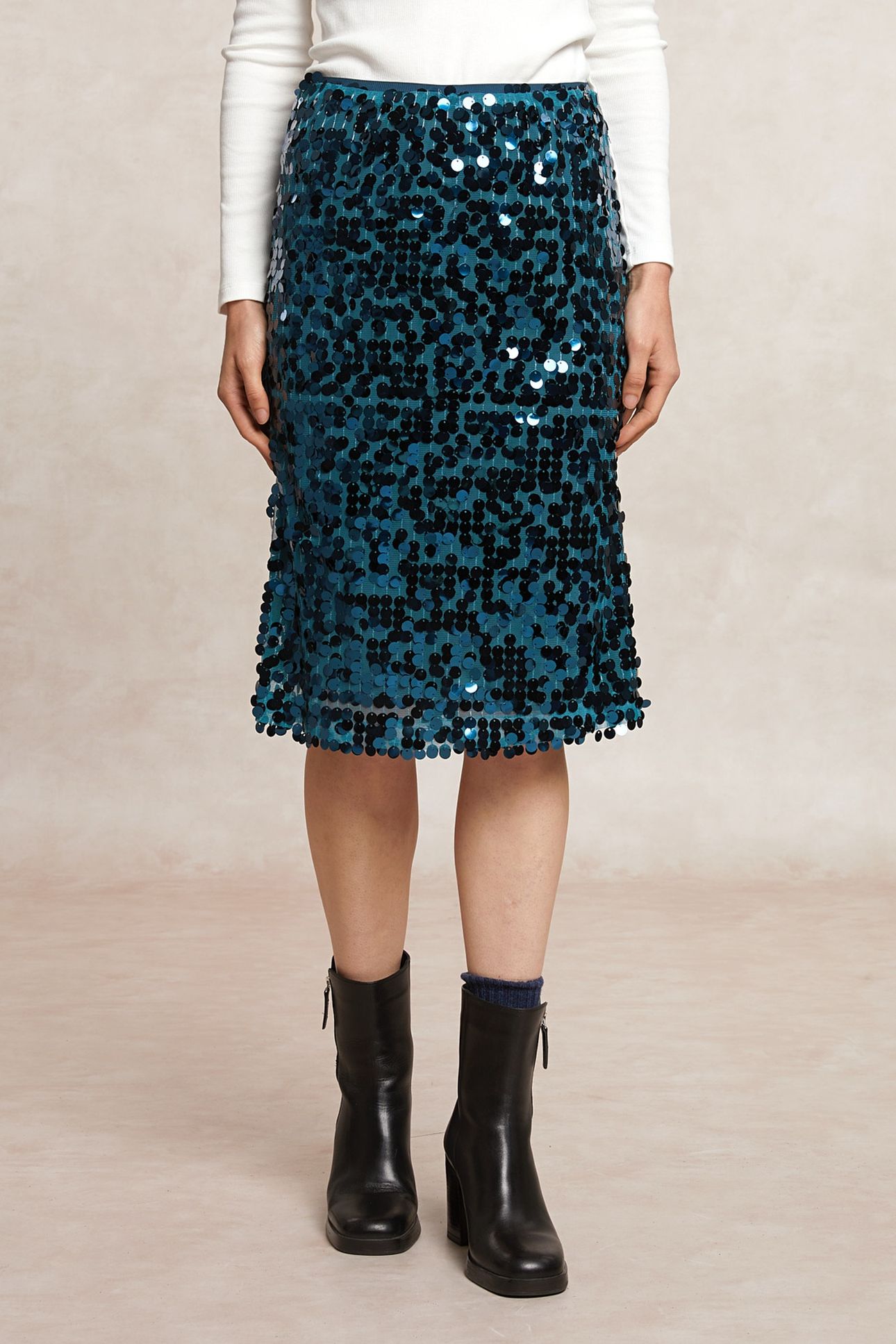 STRAIGHT SEQUIN MIDI SKIRT GREEN 3