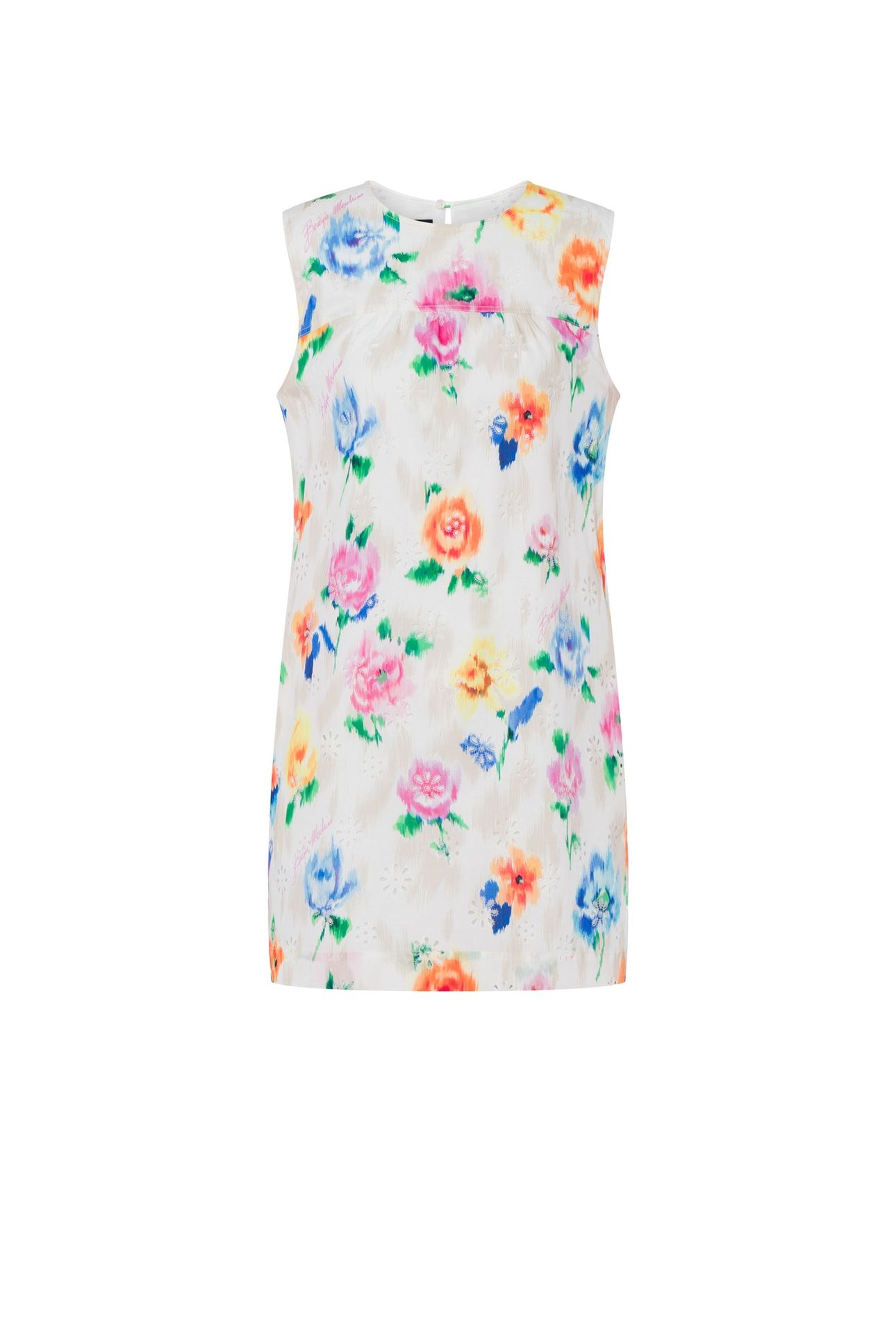 SHORT DRESS IN BRODERIE ANGLAISE FLOWER CHINÉ WHITE 3
